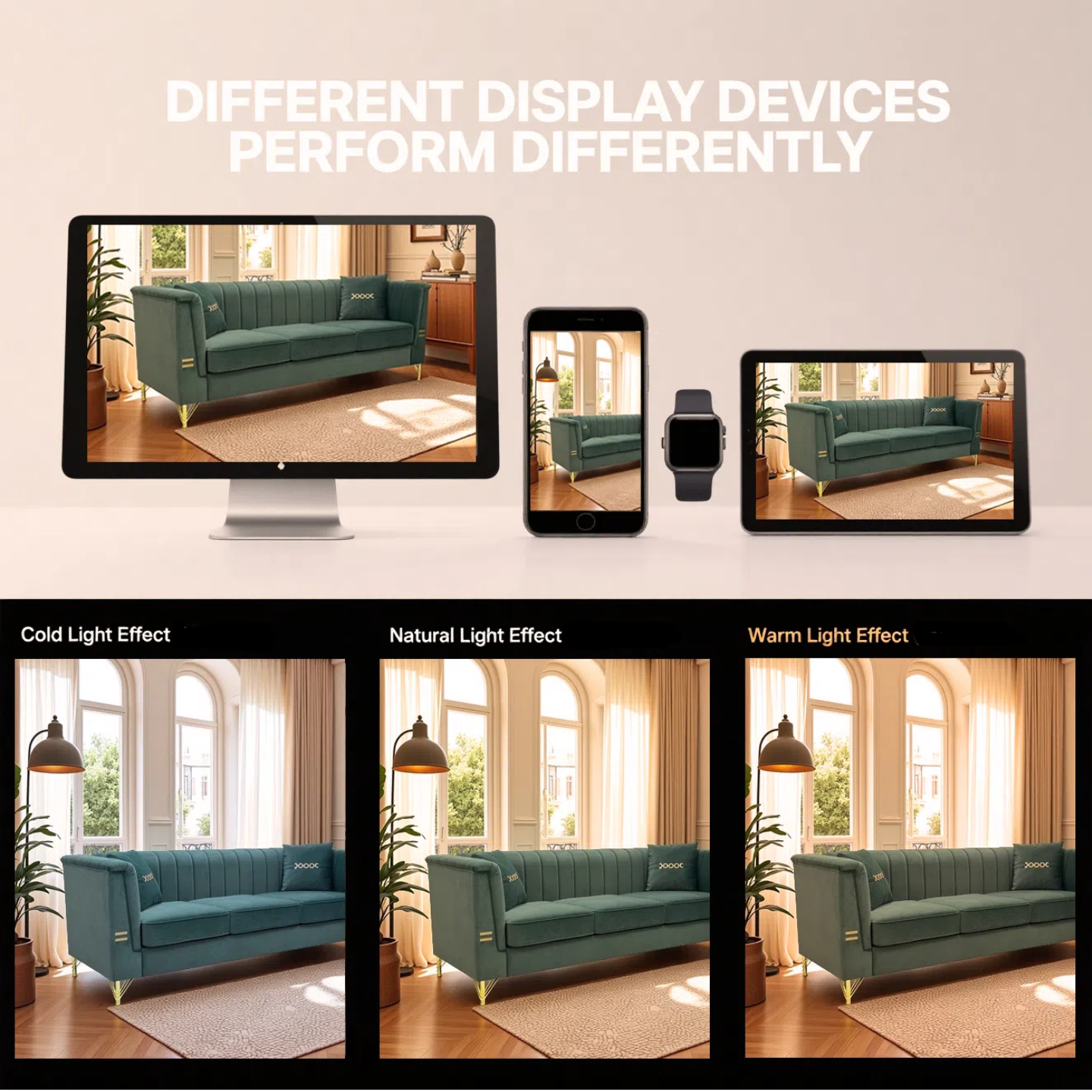 FX-P82-2PC SOFA -GR3  Green Velvet Sofa Set of 2, Two Modern 3-Seater Sofas with Plush Cushions & Gold-Tone Metal Legs  Stylish Living Room Couch Set for Homes, Apartments, and Guest Areas