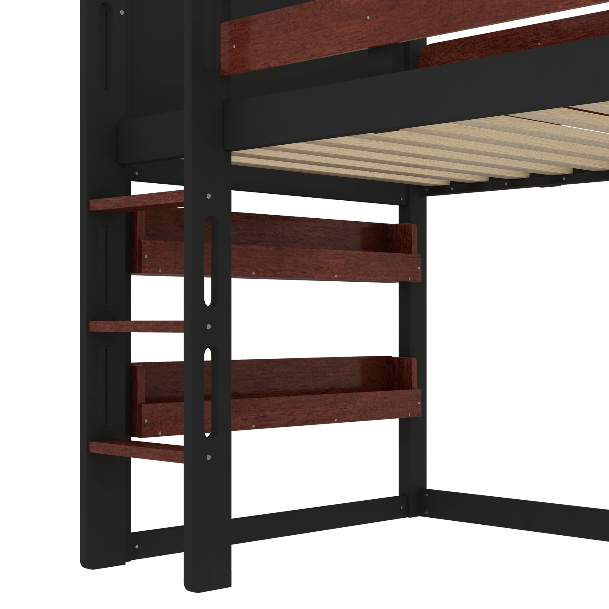 Twin Size Loft Bed with Bookshelf Playful Design for Kids House-Shaped Structure with Slide High-Quality Safety Rails,Beige/Natural /Black