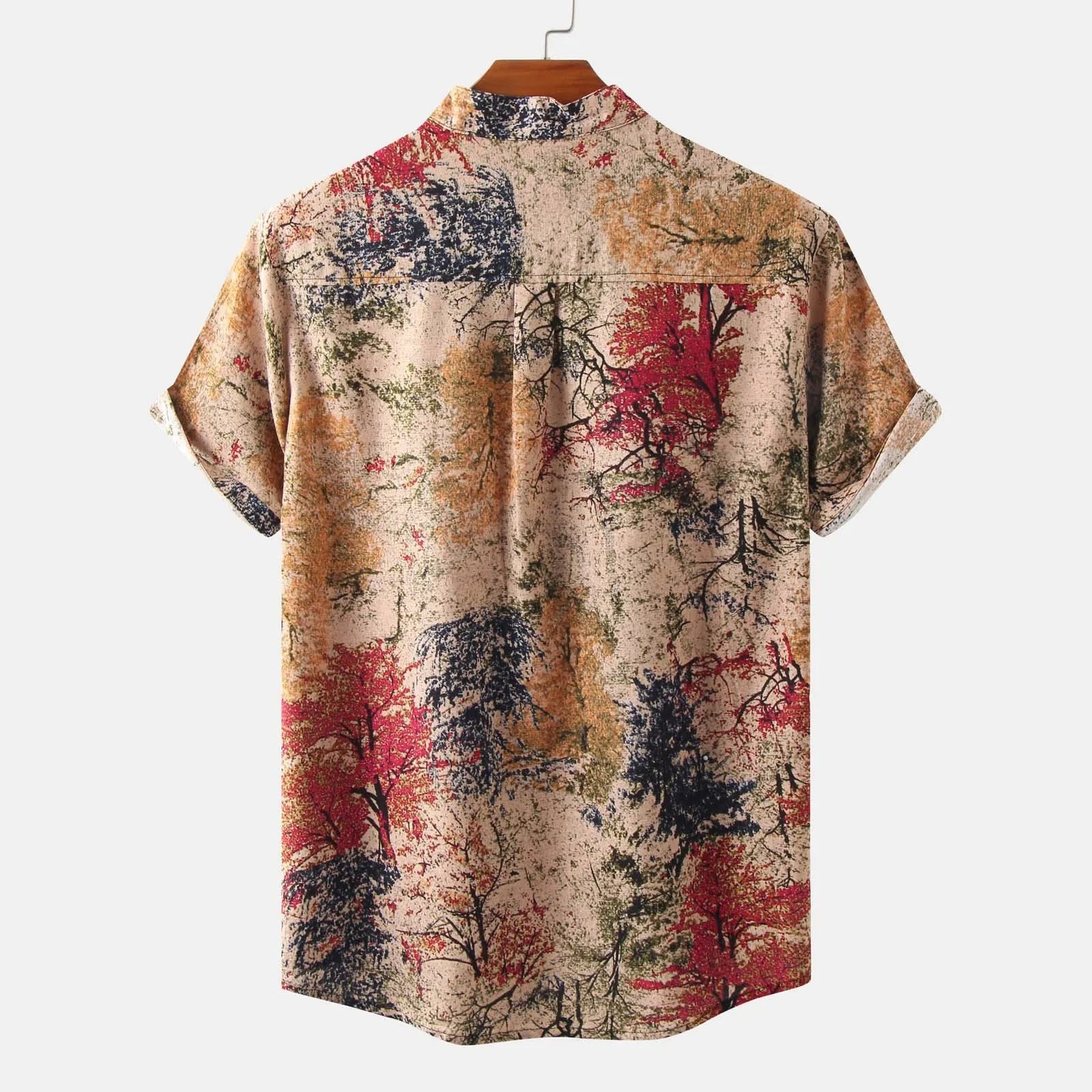 Printed Button Detail Short Sleeve Blouse