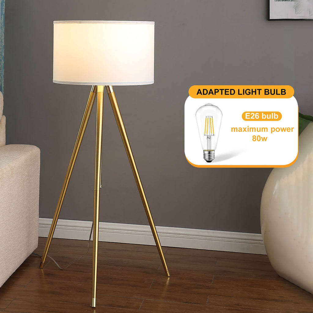 64' - 47'H Adjustable Height Brass/Shiny Gold Modern Tripod Floor Lamp for Living Room, Standing Lamp for Bedroom