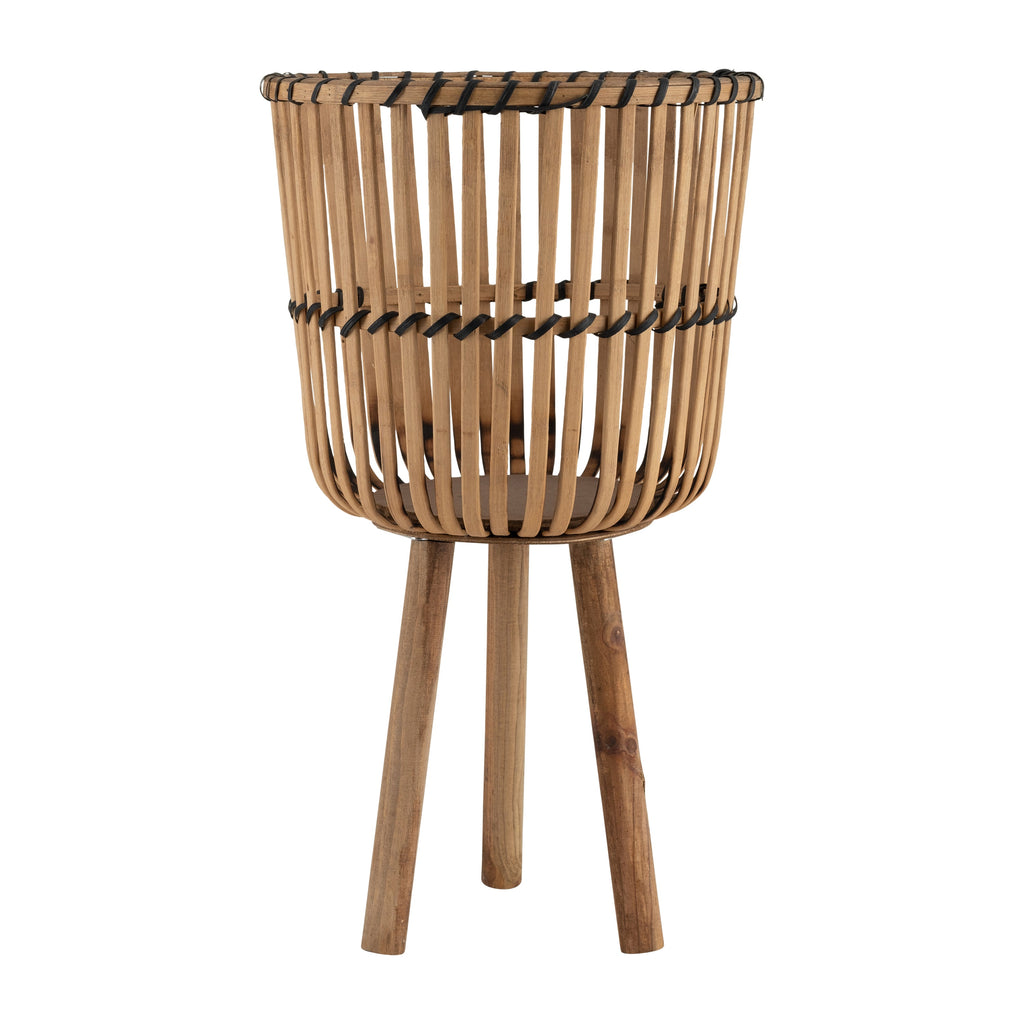 S/3 BAMBOO FOOTED PLANTERS 11/13/15', NATURAL
