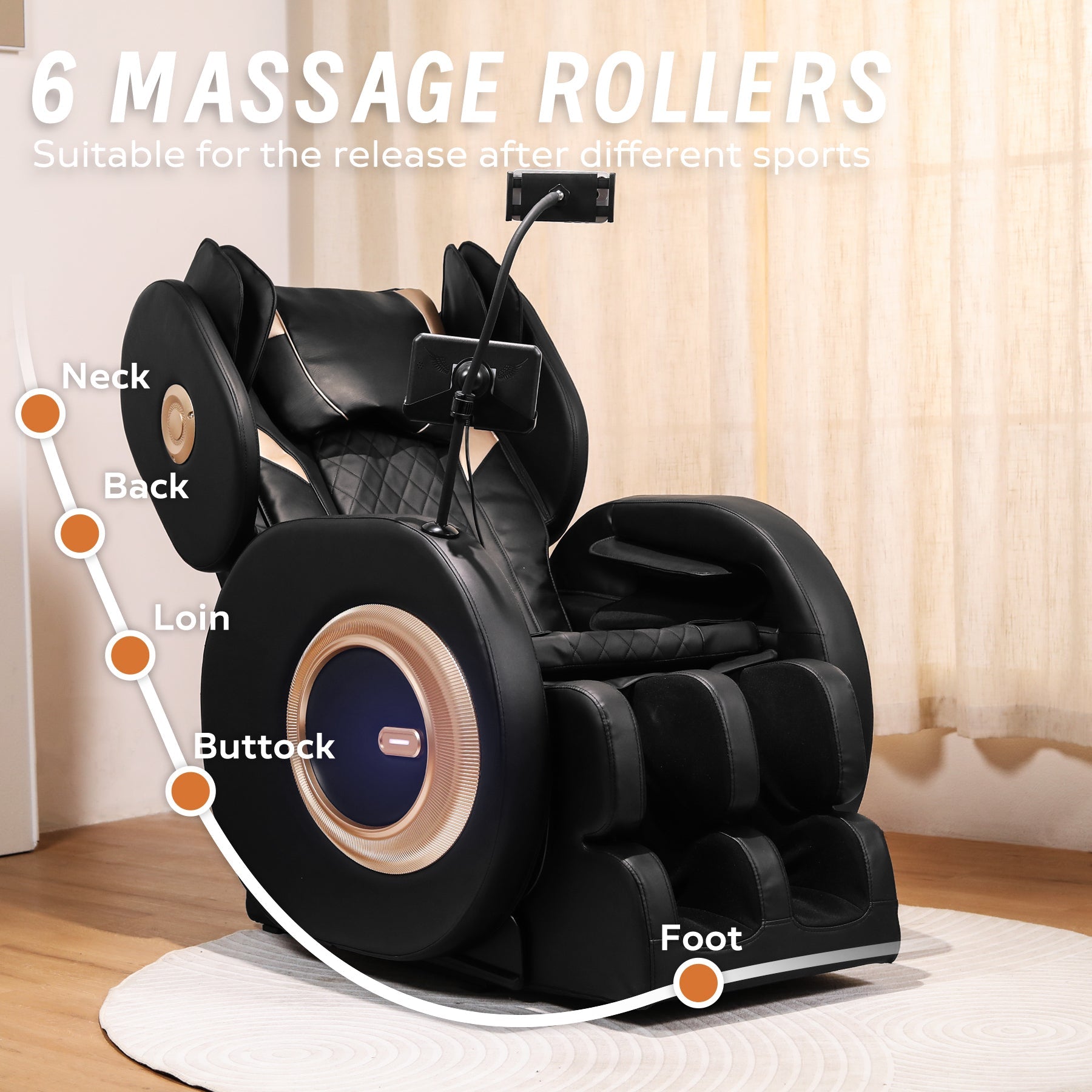 2025 Black Automatic Massage Chair Recliner with Zero Gravity and Full Body Air Pressure