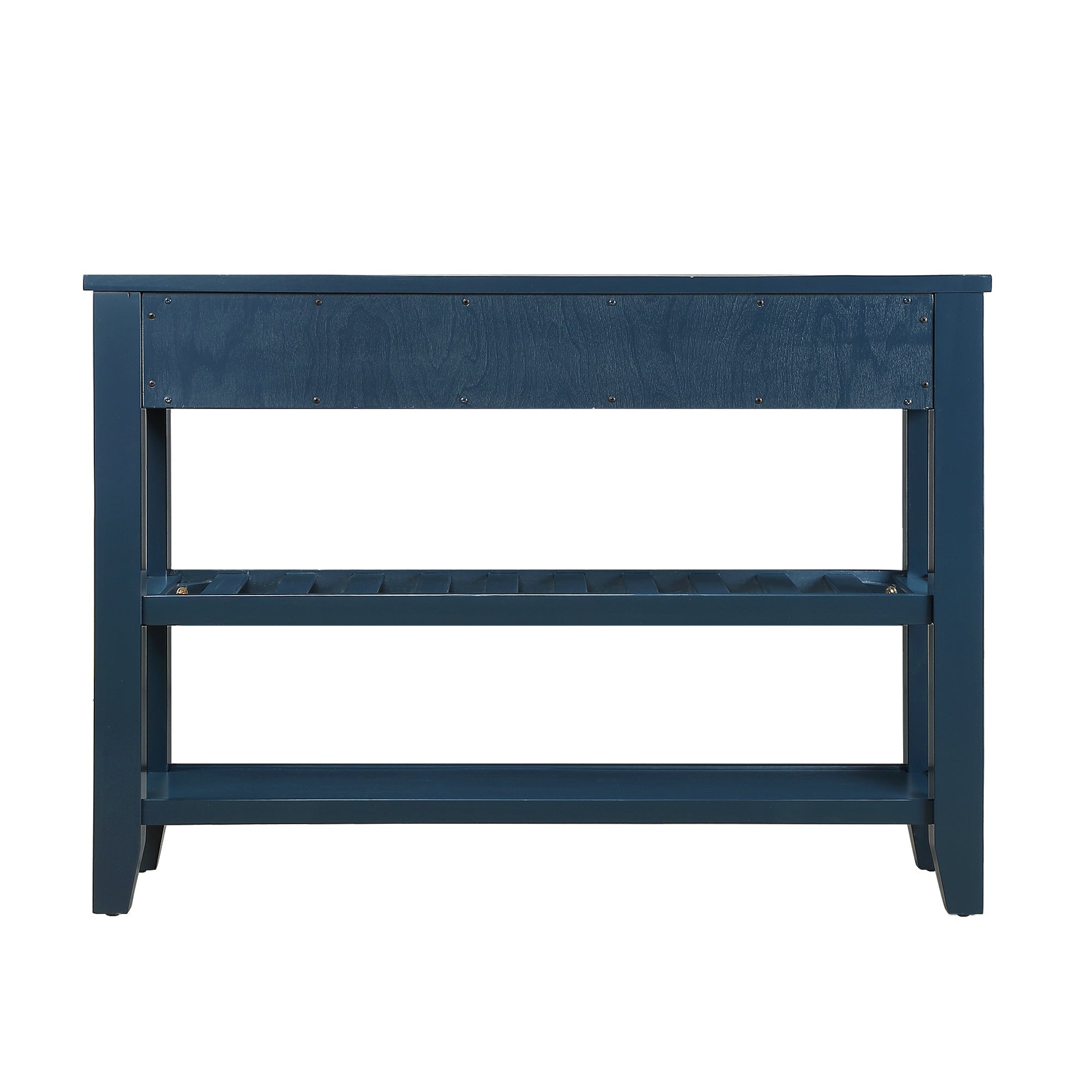 Console Sofa Table with 2 Storage Drawers and 2 Tiers Shelves, Mid-Century Style 42'' Solid Wood Buffet Sideboard for Living Room Furniture Kitchen Dining Room Entryway Hallway,Navy Blue
