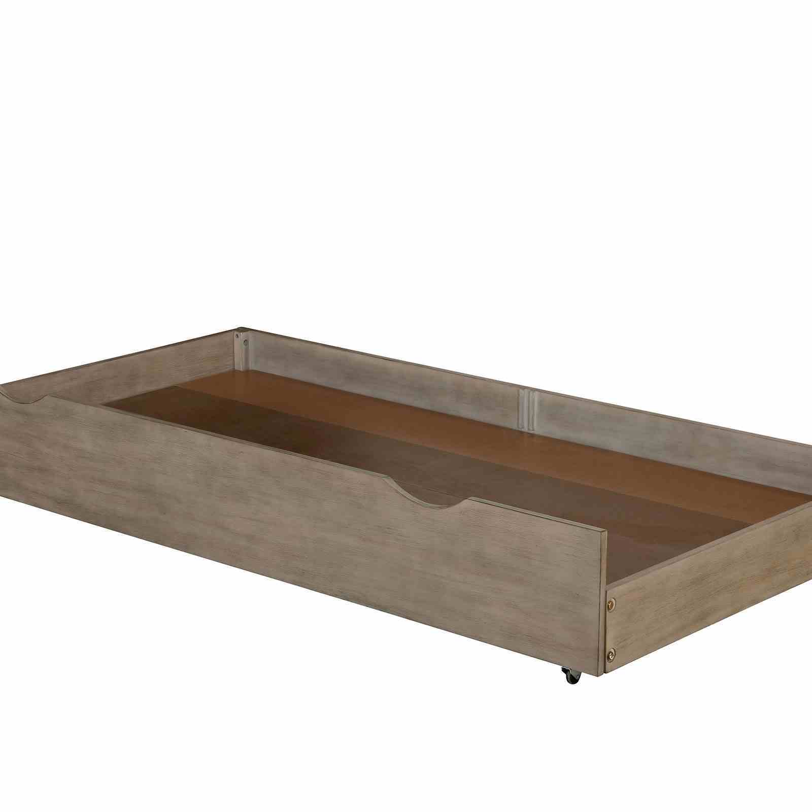 Transitional Full Size Bed w Trundle 2x Nightstands Warm Gray Bedroom Furniture Wood Grain Texture 3pc Set