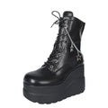 Lace Up Platform Wedge Boots