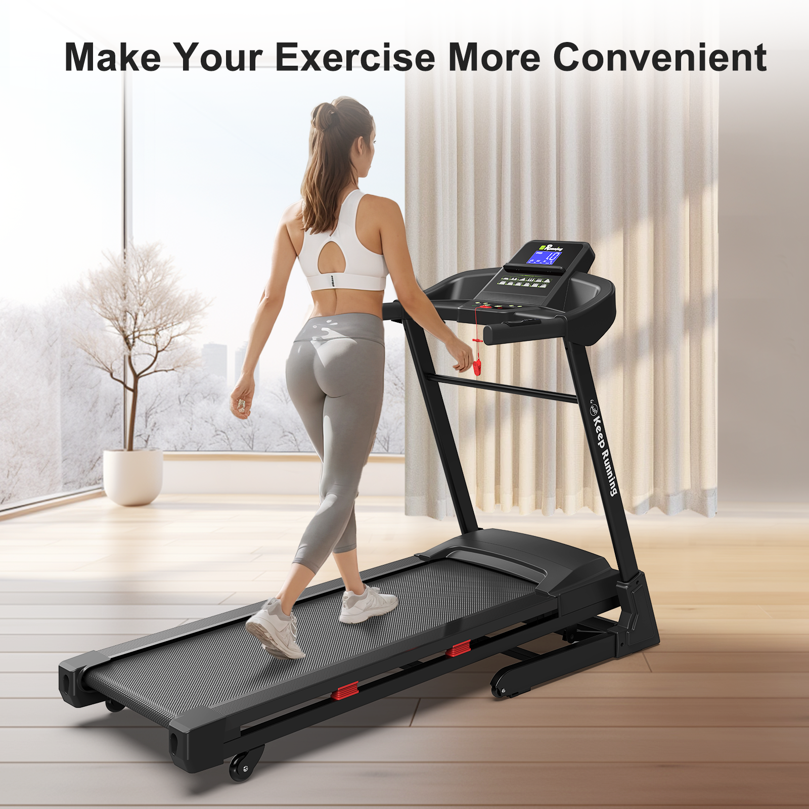 Treadmills for Home, Electric Treadmill with  Automatic Incline, Foldable 3.5HP Workout Running Machine Walking, Double Running Board Shock Absorption Pulse Sensor Bluetooth Speaker APP FITSHOW.400lbs