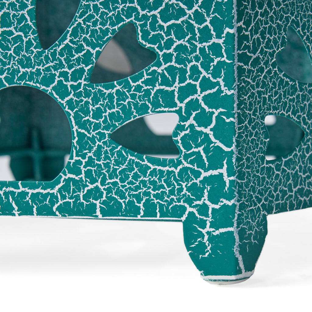 ELIANA Modern 12' Side Table with Iron Frame in Teal Finish