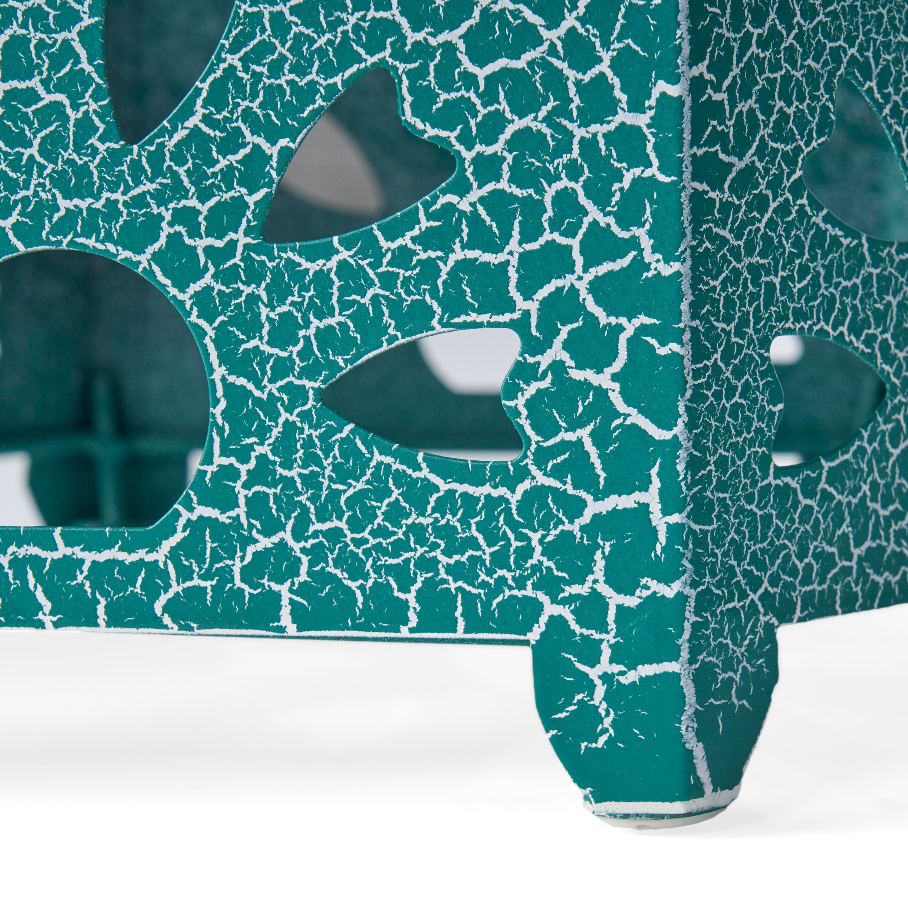 ELIANA Modern 12' Side Table with Iron Frame in Teal Finish