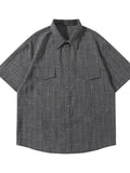 Oversized Short Sleeve Shirt with Chest Pockets