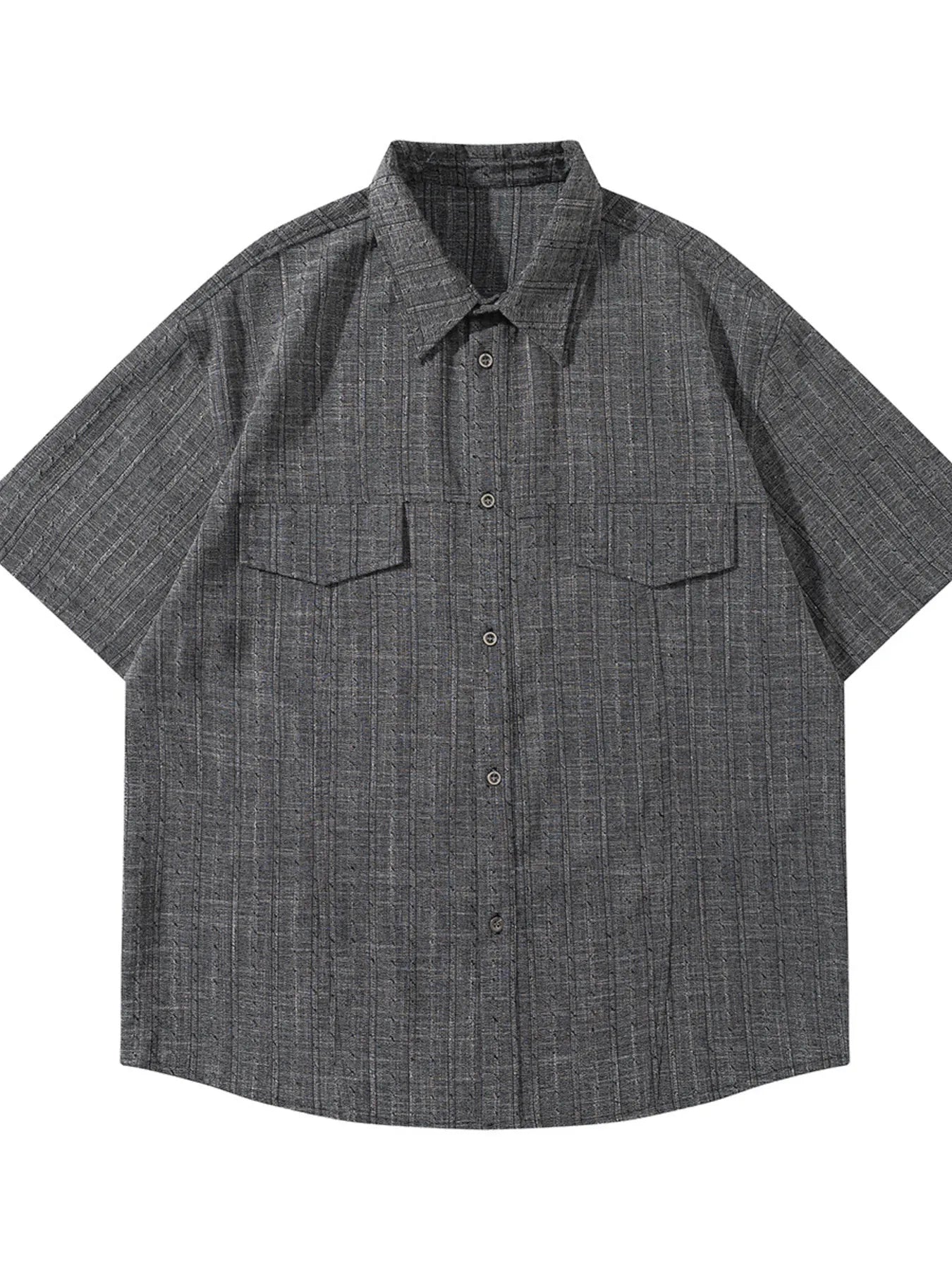 Oversized Short Sleeve Shirt with Chest Pockets