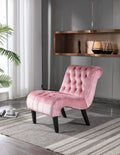 COOLMORE Modern Velvet Armless Accent Living Room Chair / Leisure Chair,Upholstered Fabric Button Comfortable Chair with Wooden Legs for Bedroom, Living Room, Office (Pink Velvet)