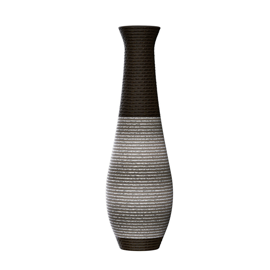 39-Inch Tall Standing Designer Floor Vase - Durable Artificial Rattan - Elegant Two-Tone Dark Brown Finish - Ideal Decor Accent for Living Room, Bedroom, Entryway - Stylish Home Decor Statement Piece