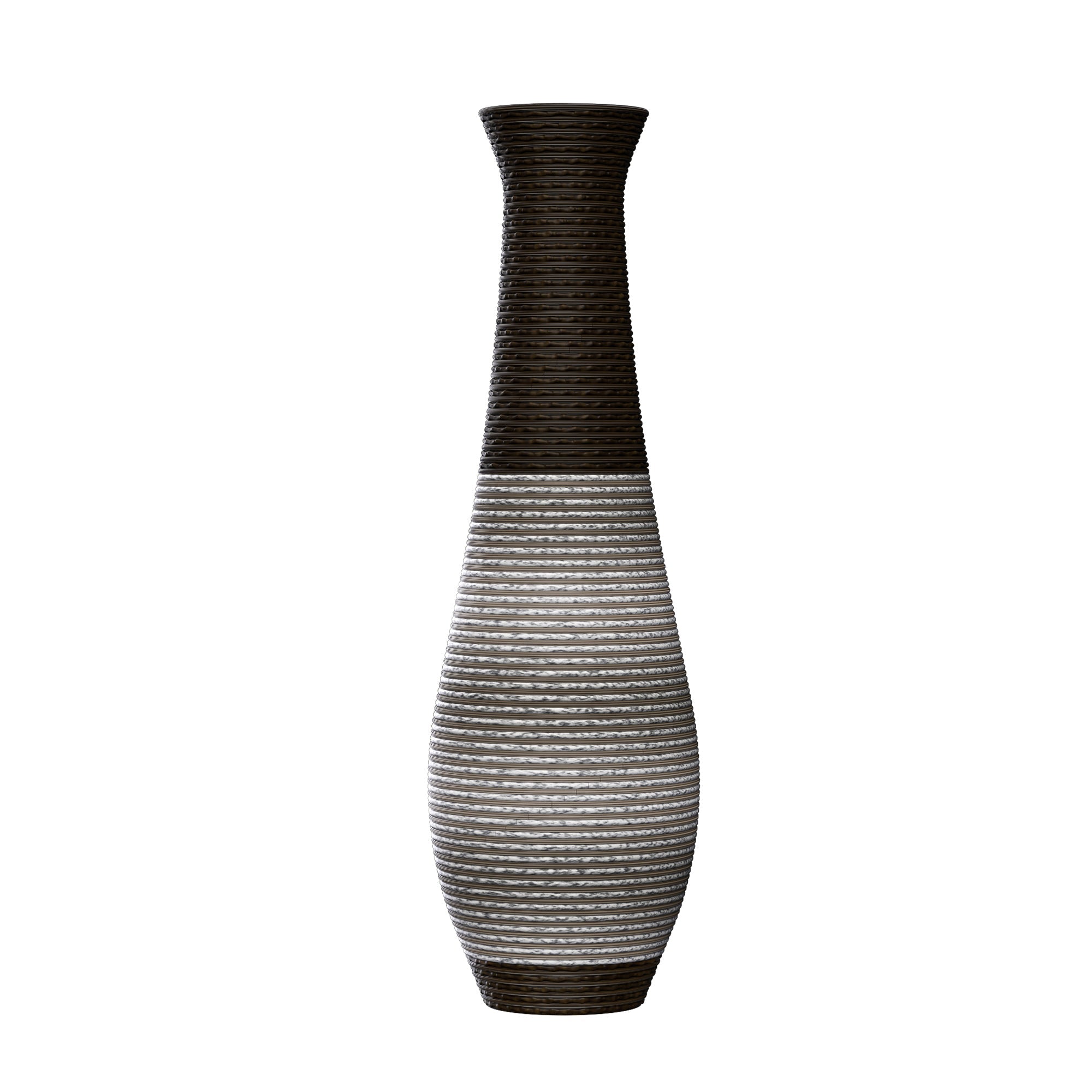 39-Inch Tall Standing Designer Floor Vase - Durable Artificial Rattan - Elegant Two-Tone Dark Brown Finish - Ideal Decor Accent for Living Room, Bedroom, Entryway - Stylish Home Decor Statement Piece