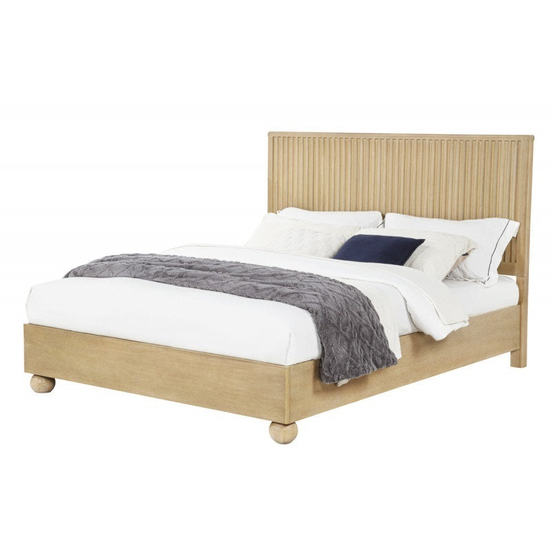 Modern Light Oak Wood 5pc Bedroom Furniture Set, California King size Platform Bed, Dresser Mirror and 2x Nightstand