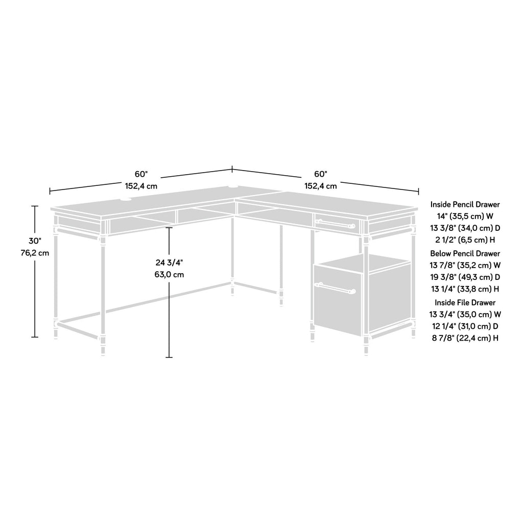 L-Shaped Desk, Brown finish