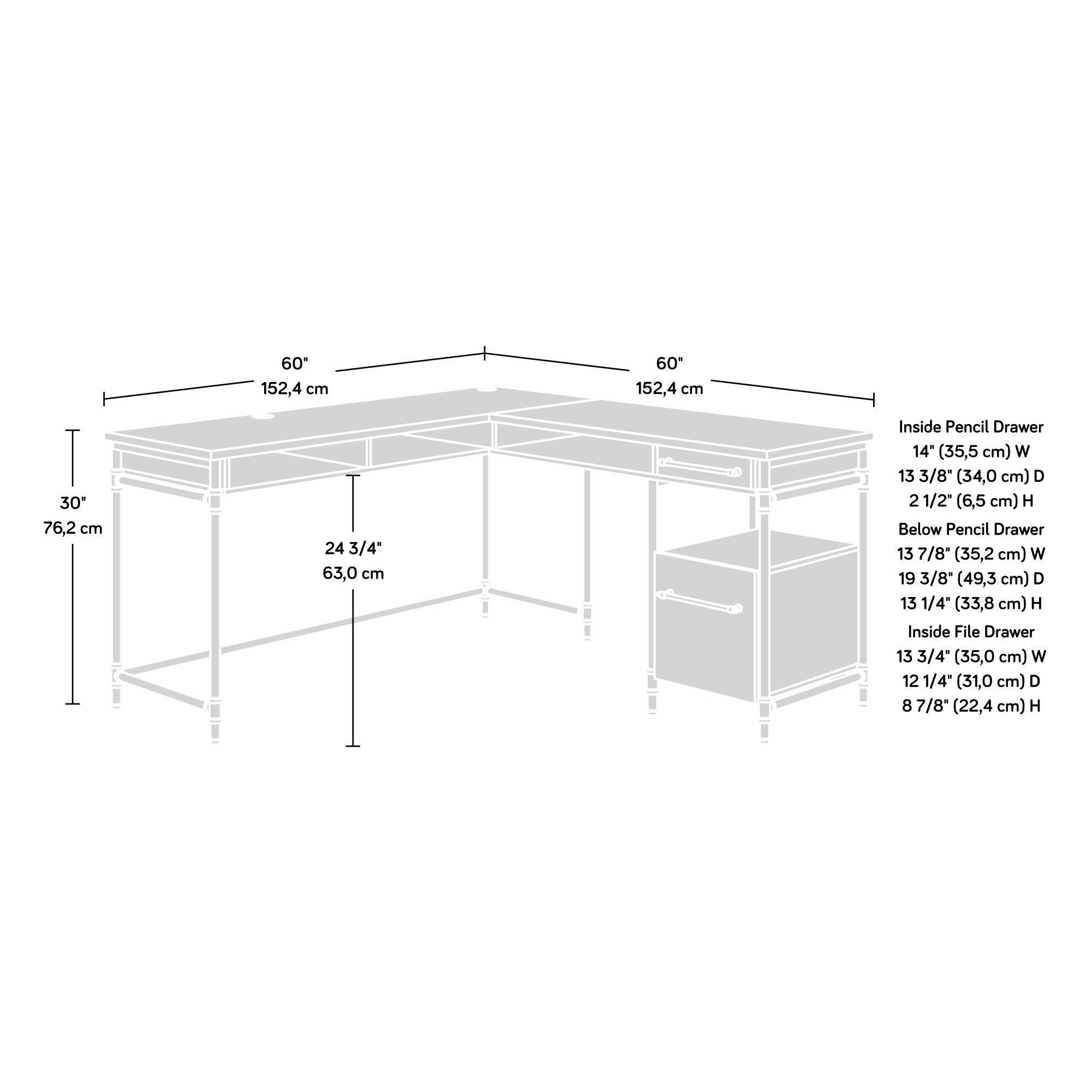 L-Shaped Desk, Brown finish