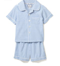 Kid's Twill Pajama Short Set in French Blue Stripes