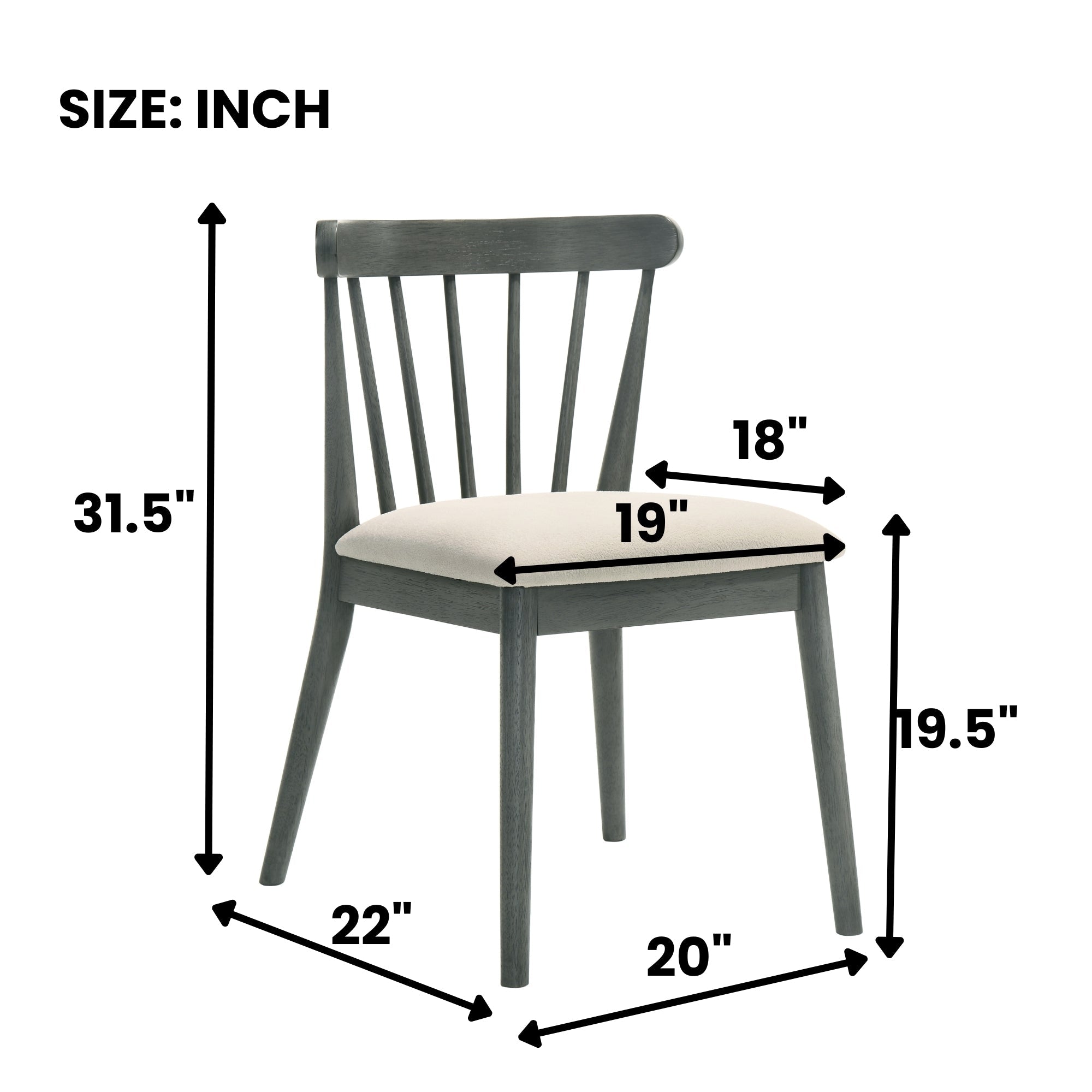 2-Piece Rustic Dining Chairs, Solid Wood Frame, Farmhouse Design, Easy Assembly