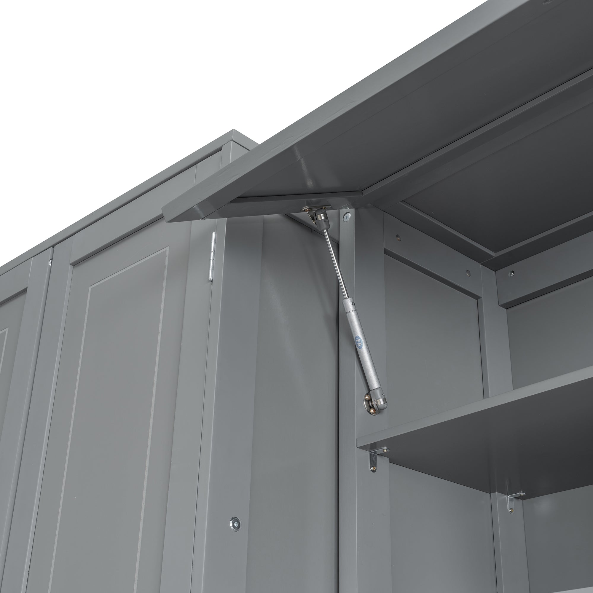 Queen Size Murphy Bed Wall Bed with Closet , Drawers and Shelves,Gray
