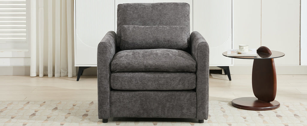 31.9' Cozy Upholstered Armchair Oversized Comfy Cloud Sofa Double Cushion Single Sofa Plush Cushion Armchair for Living Room, Grey