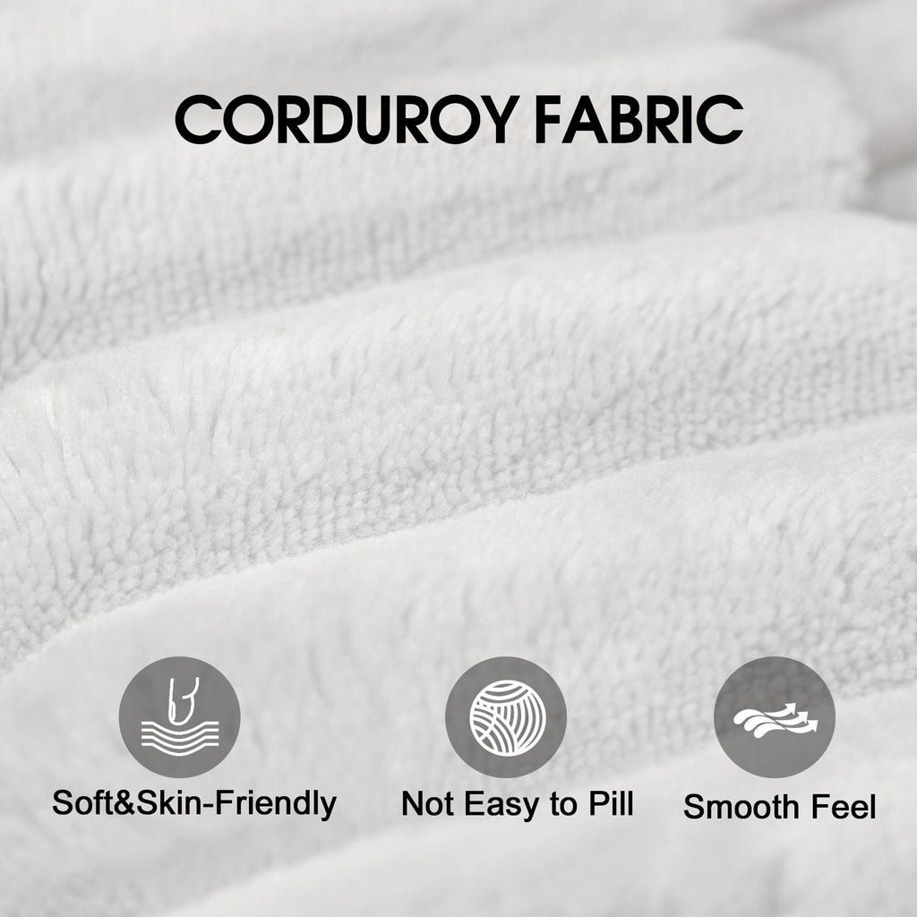 157.6'Cloud Sofa,Corduroy Fabric,Deep Seat Couches,Double-layer design,Removable  Cushion,No Assembly,DIY Combination for Living room, Bedroom,Conference room ,Apartment,White