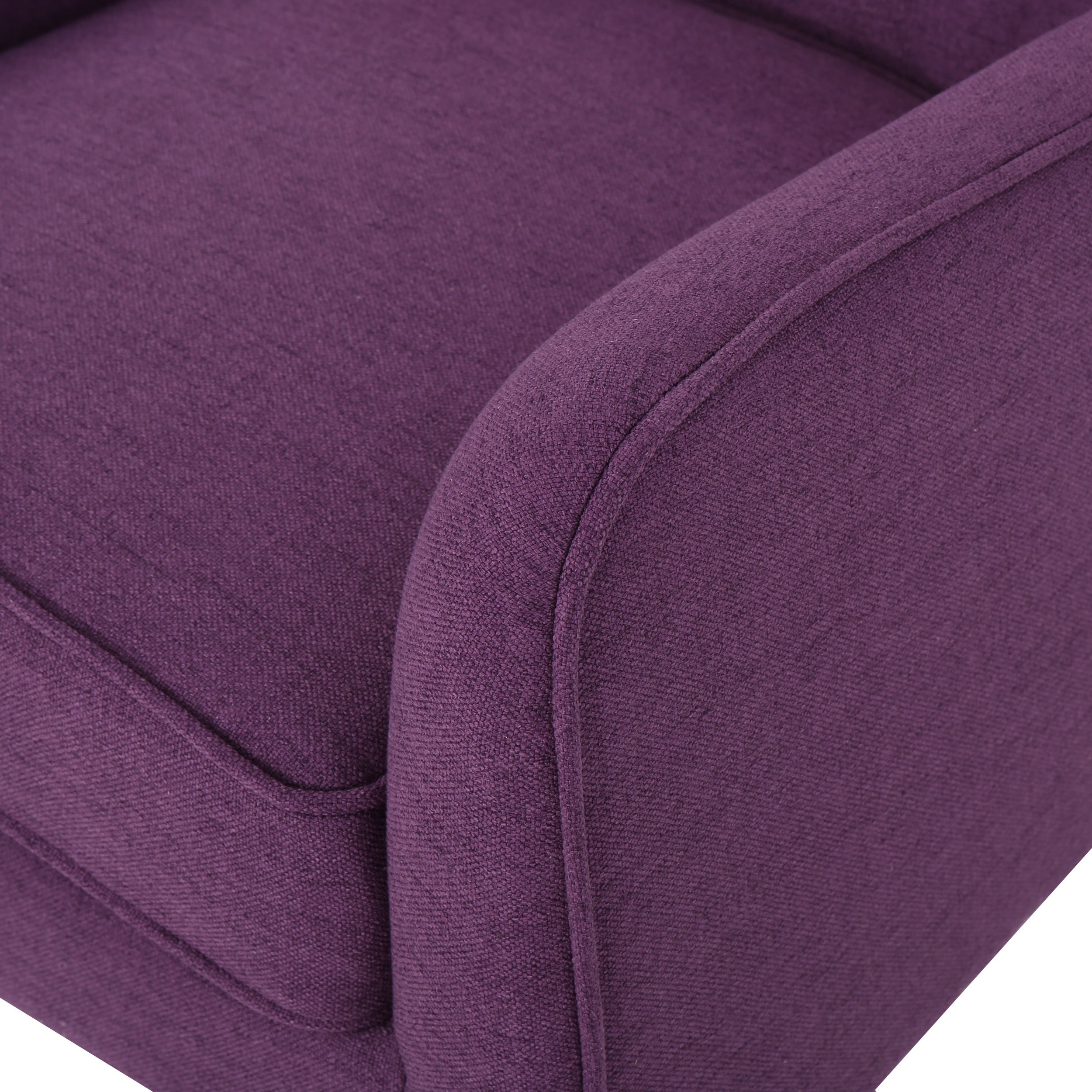 Mid-Century Modern Arm Chair with Tufted Back in Purple Fabric and Birch Wood Legs