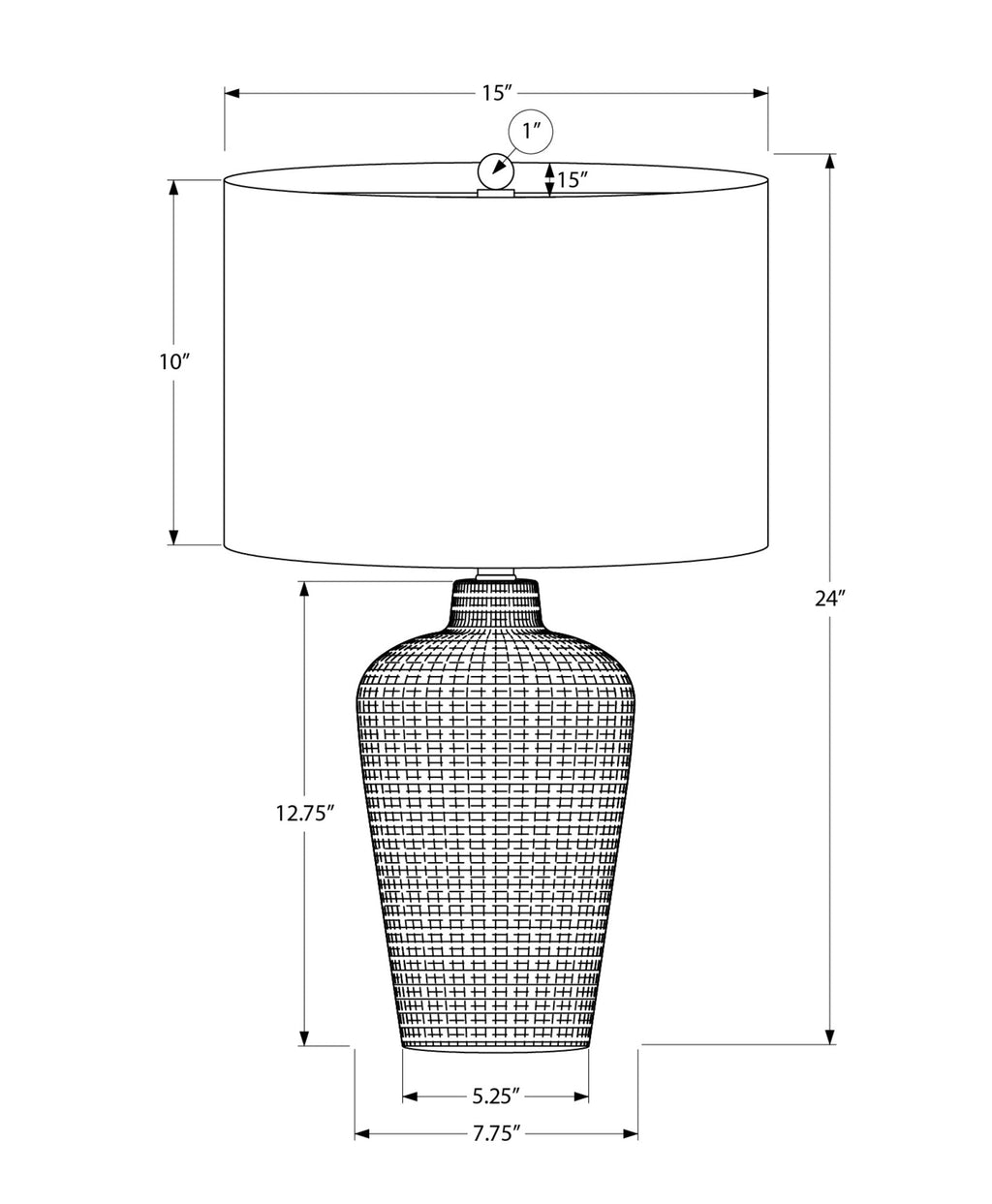 Lighting, Table Lamp, 24'h, Black Ceramic, Black Shade, Contemporary