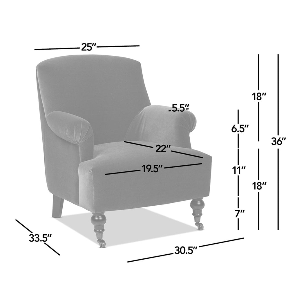 Eloise 30' Pleated Sock Arm Accent Armchair Deep Brown Performance Velvet