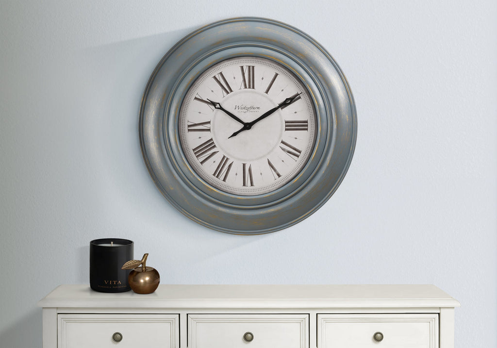 Clocks, 30' Round, Large Oversized, Wall Clock, Antique Blue, Transitional