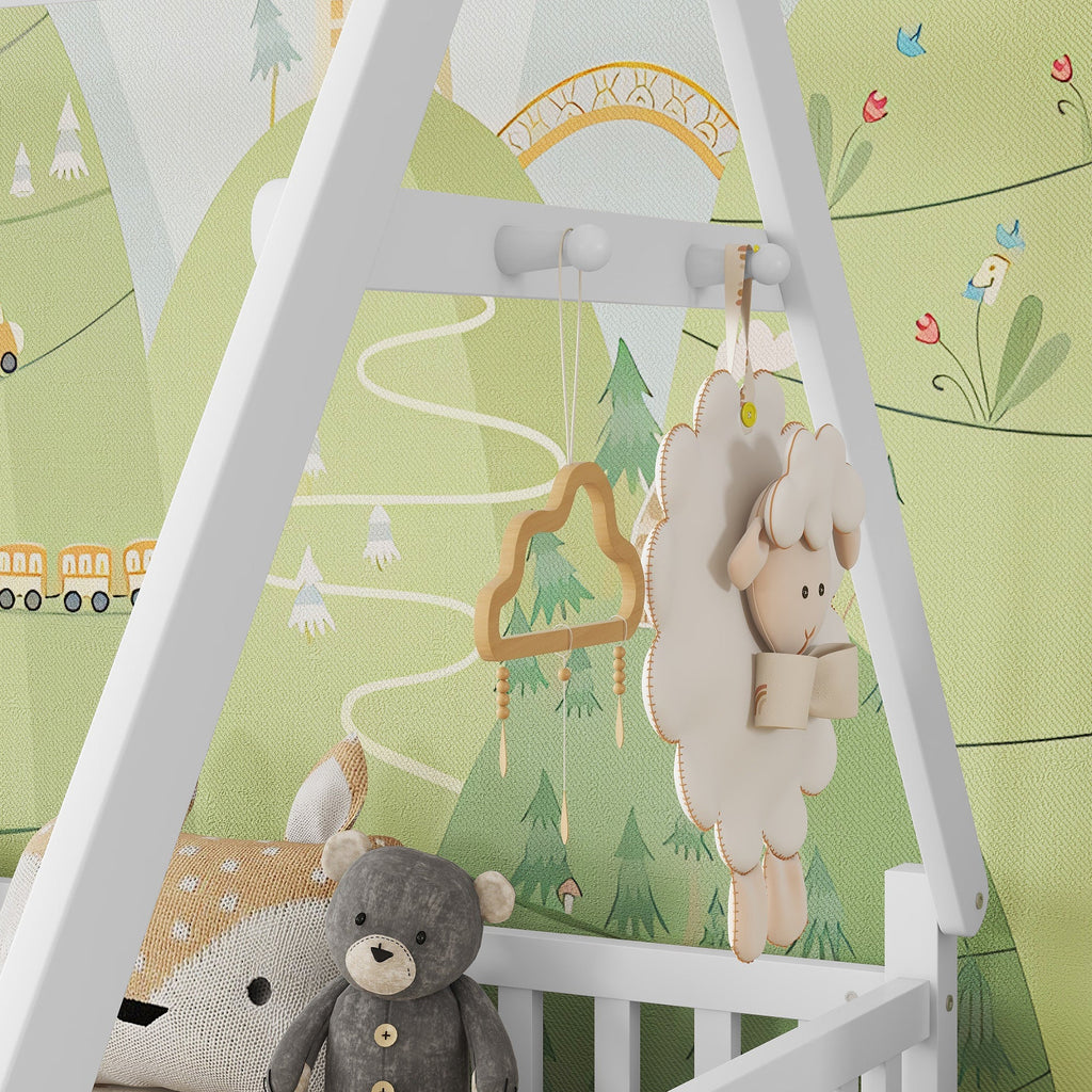 Full House Bed with Light, Low Floor House Bed with Fence and Roof for Kids Boys Girls,White(Expect arrive date 2025/7/20)