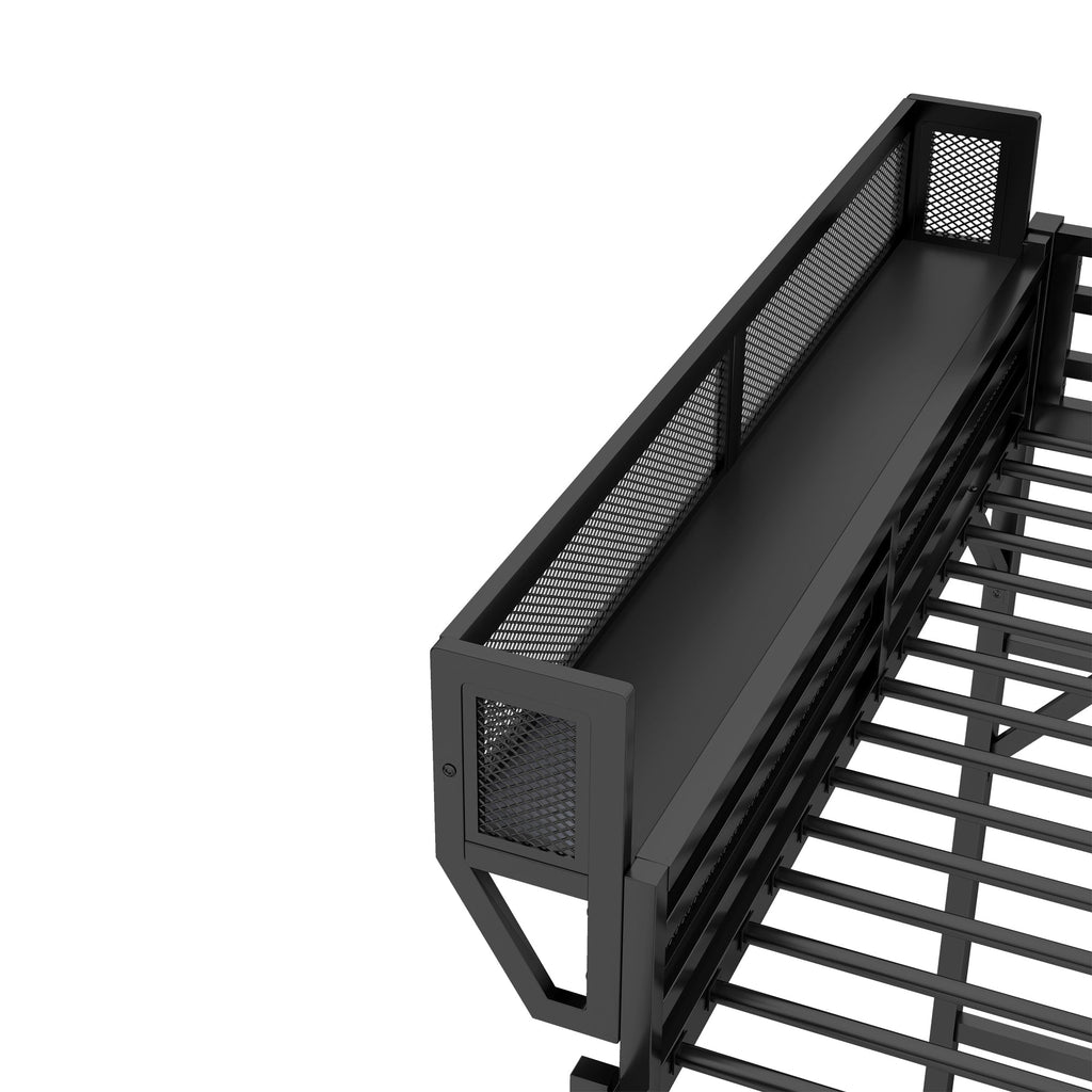 Full Size Loft Bed with Ladder, Metal Full Loft Bed with Storage Shelves, High Loft Bed for Kids Teens, Black(Expect Arrival Date 2025/11/26, Old SKU W2580P353531)