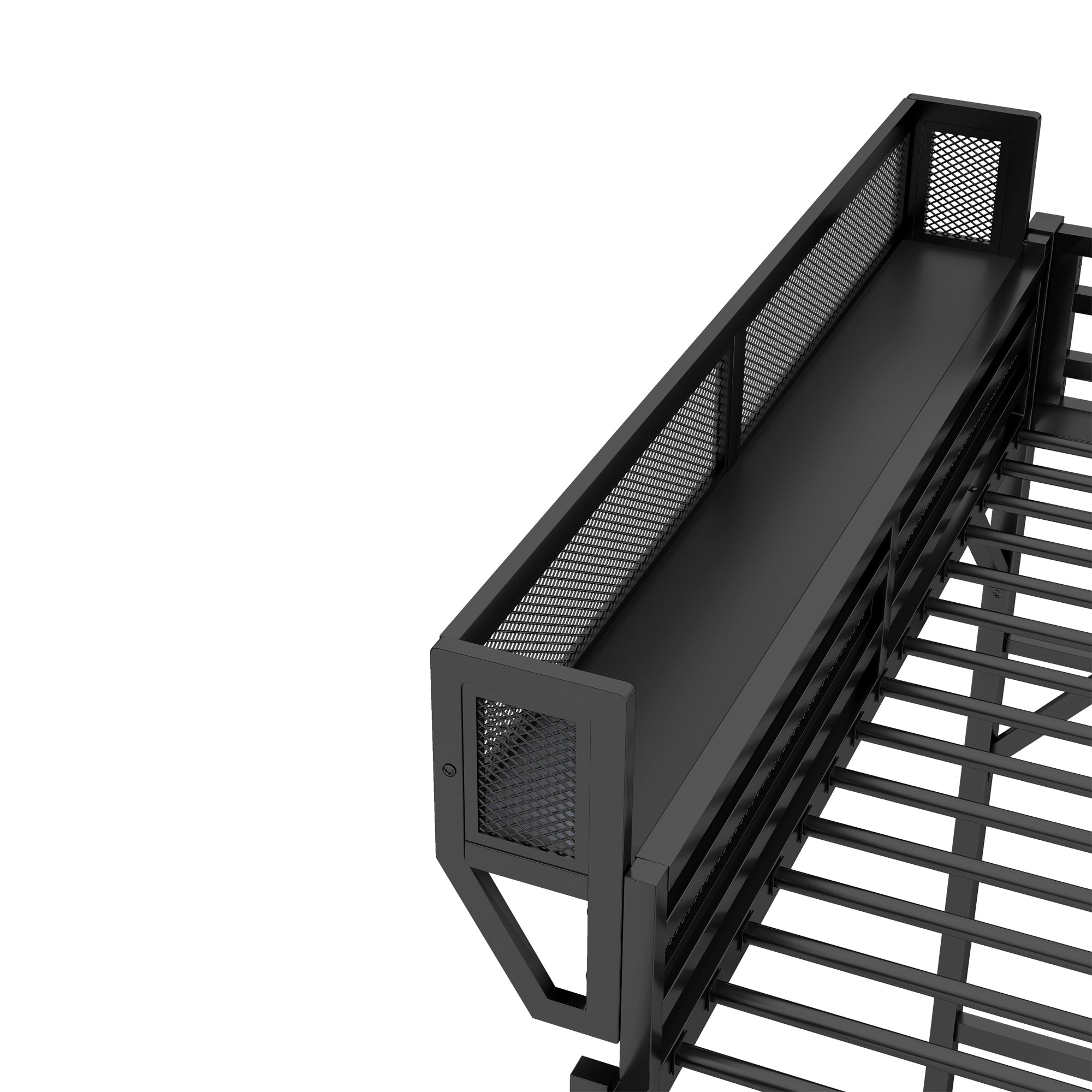 Full Size Loft Bed with Ladder, Metal Full Loft Bed with Storage Shelves, High Loft Bed for Kids Teens, Black(Expect Arrival Date 2025/11/26, Old SKU W2580P353531)