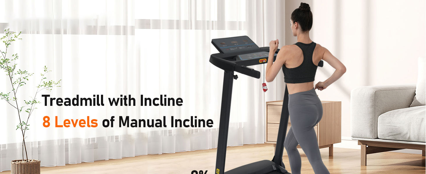 Folding Treadmills for Home Small, 3.0HP Portable Treadmill with 8% Incline,10MPH Walking Pad with Incline, 300 LBS Walking Pad Treadmills with Bluetooth, Heart Rate Sensors,Charge Station
