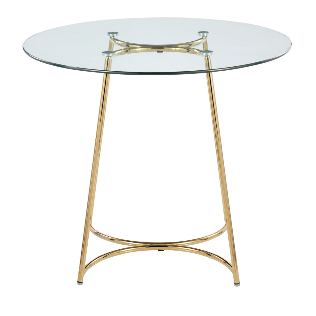Cece Contemporary/Glam Dinette Table in Gold Steel with Clear Glass Top by LumiSource