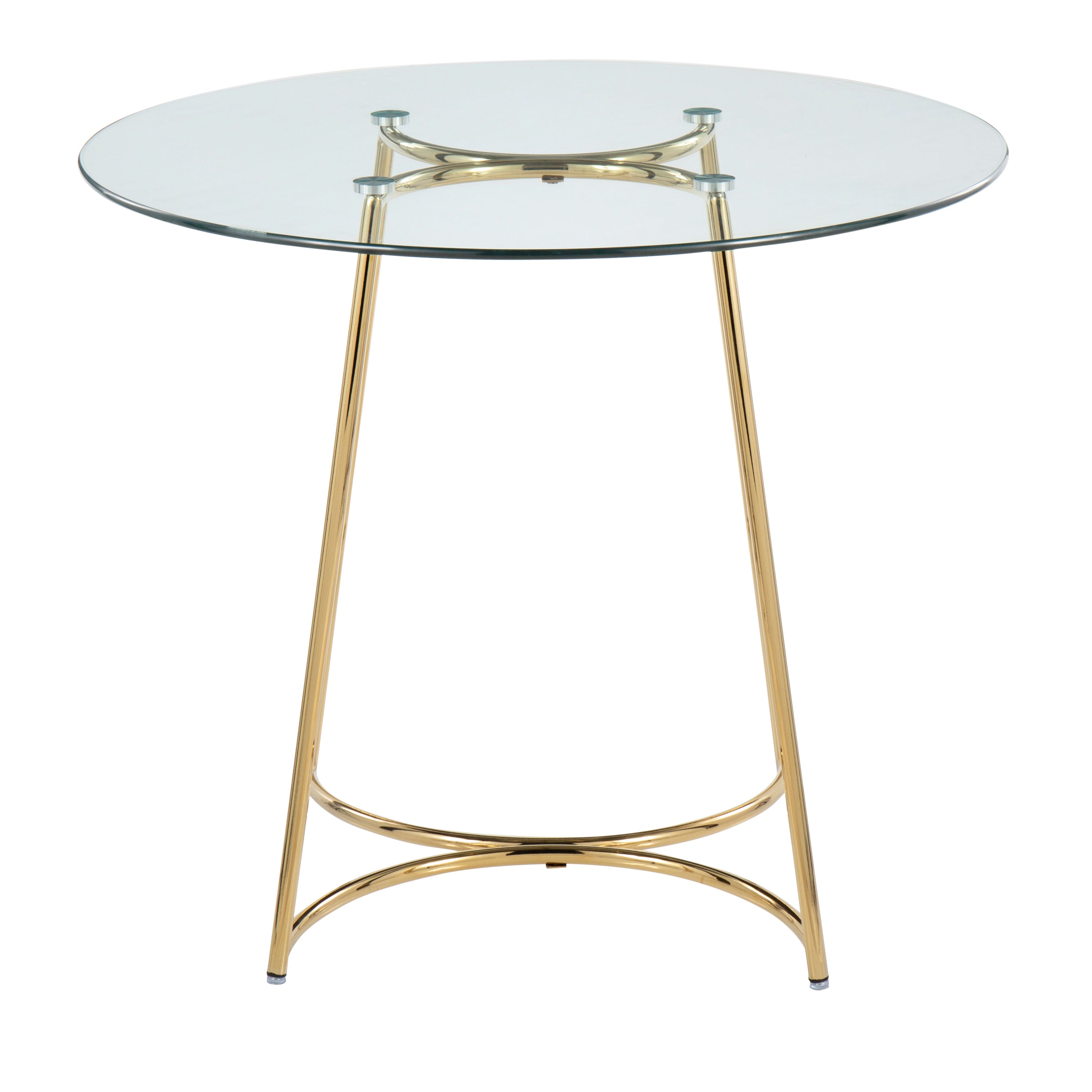 Cece Contemporary/Glam Dinette Table in Gold Steel with Clear Glass Top by LumiSource
