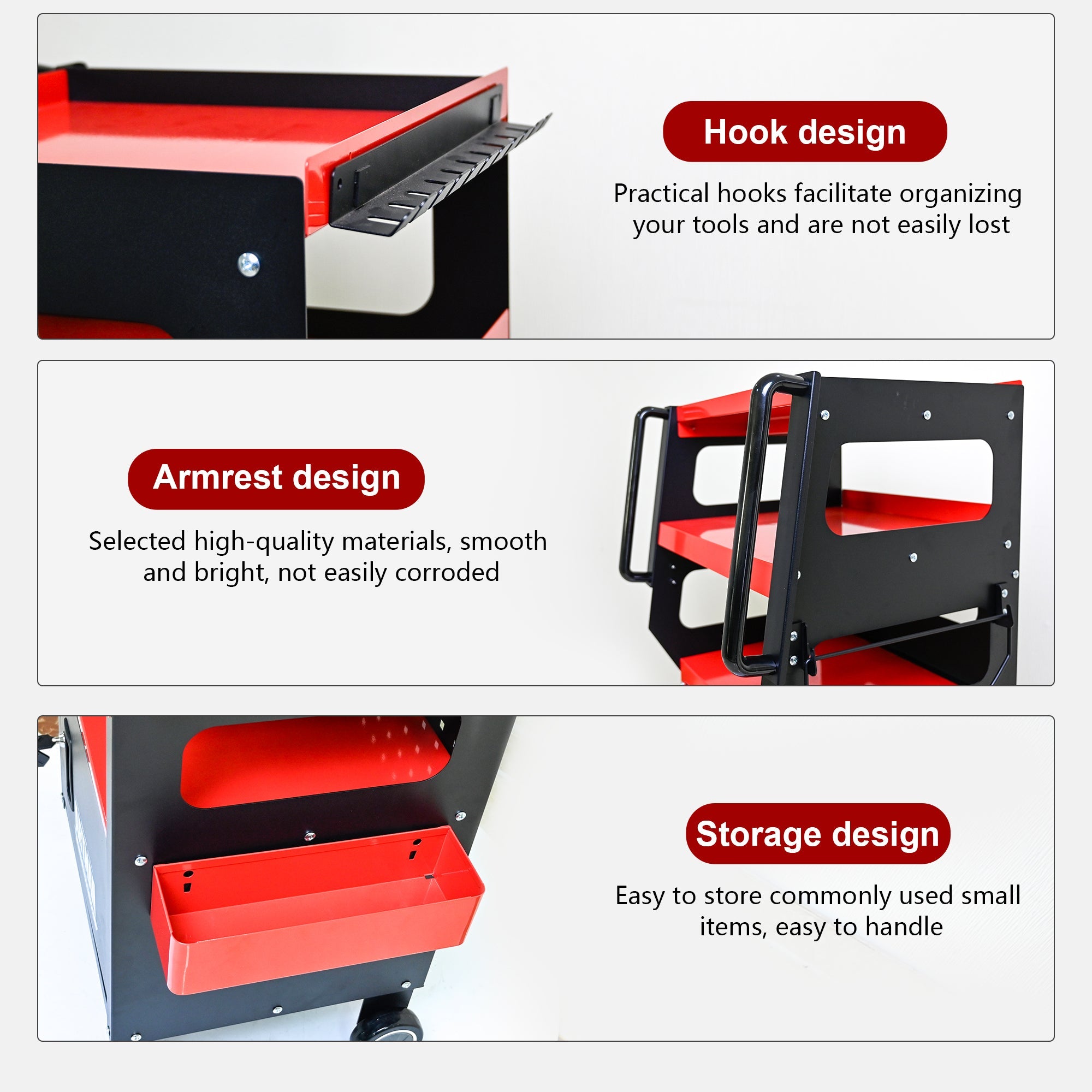 4 Level Multi-Purpose Trolley for Diagnostics - Black + Red