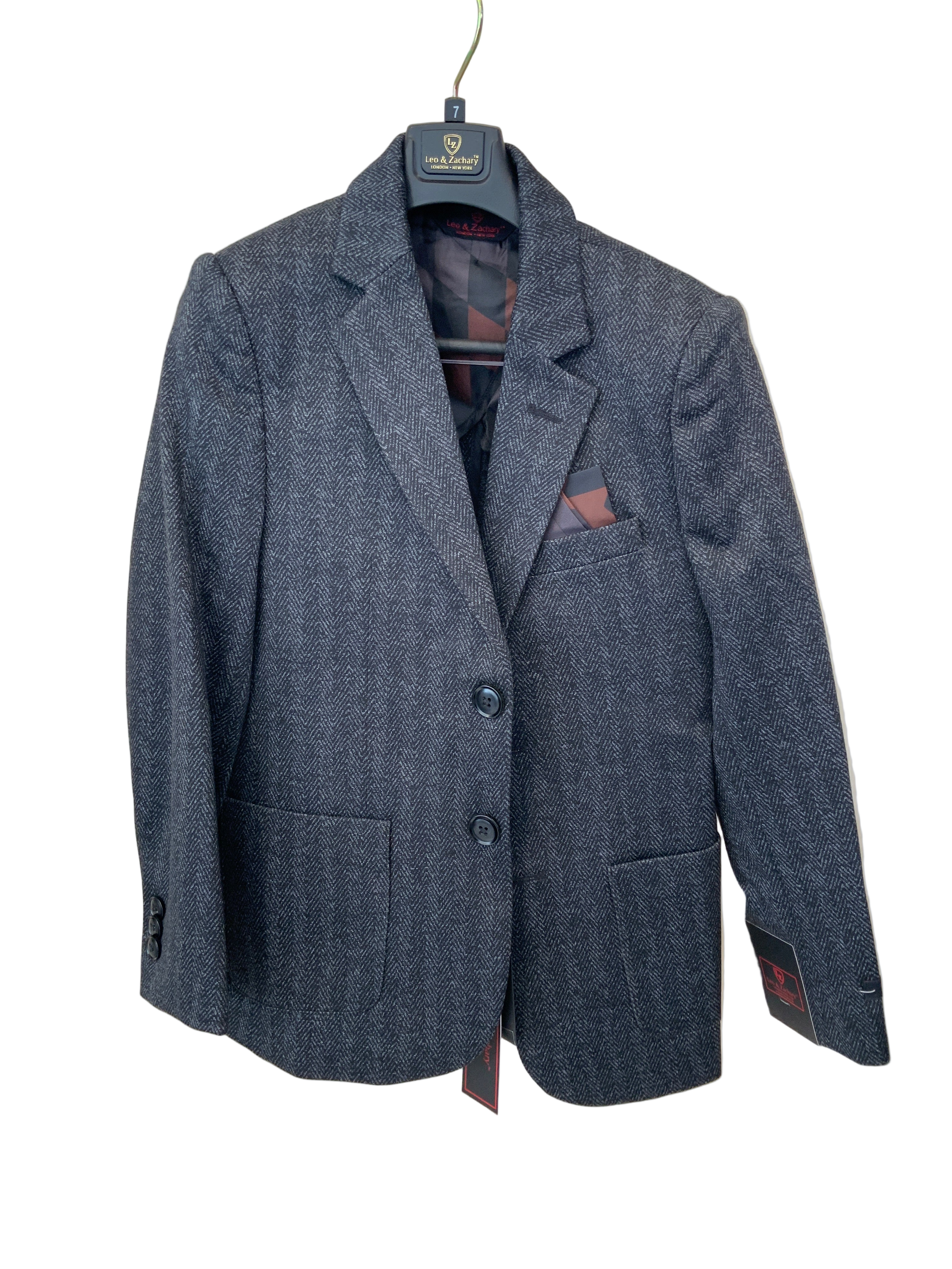 Leo and Zachary - Black Herringbone Stretch Blazer