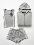 FBZ Grey White Lace 3 piece Shorts Set
