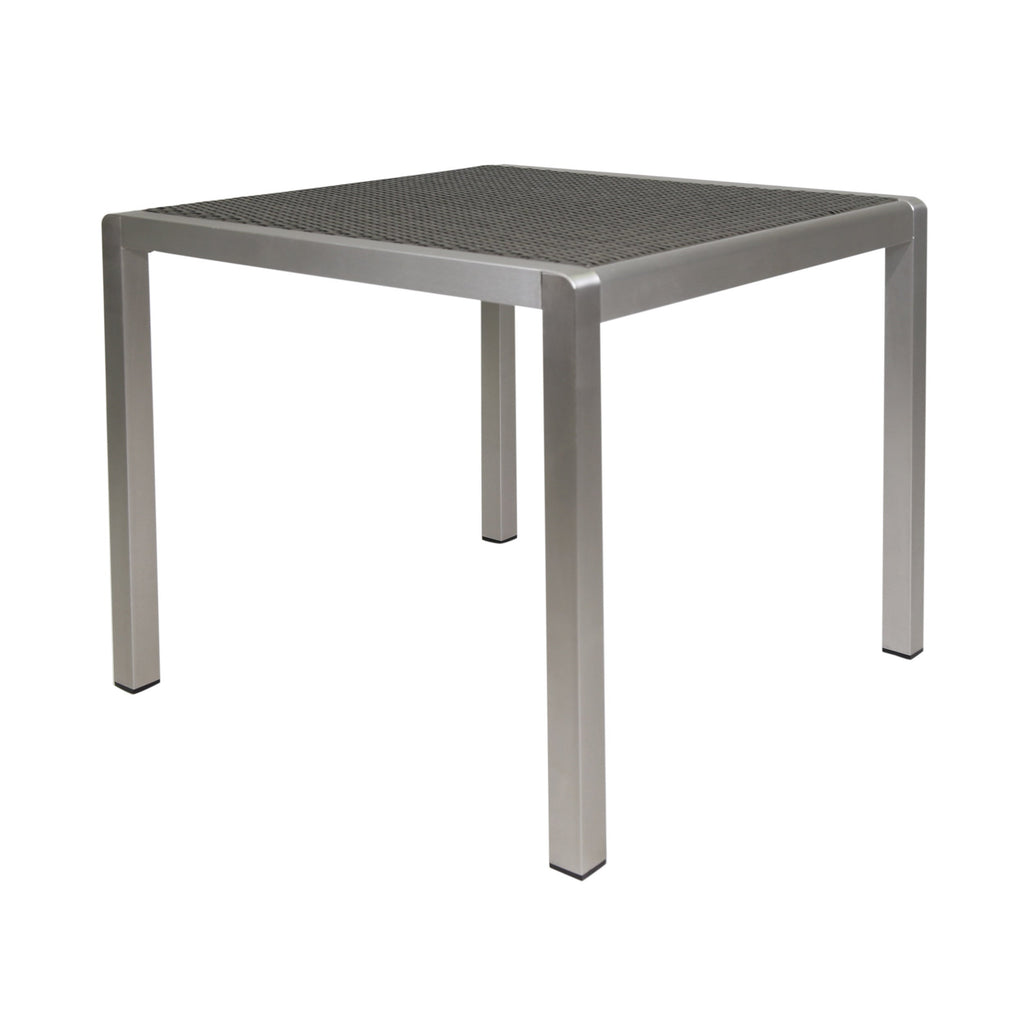 Fizz 35' Outdoor Square Dining Table with Aluminum Frame, Grey and Silver
