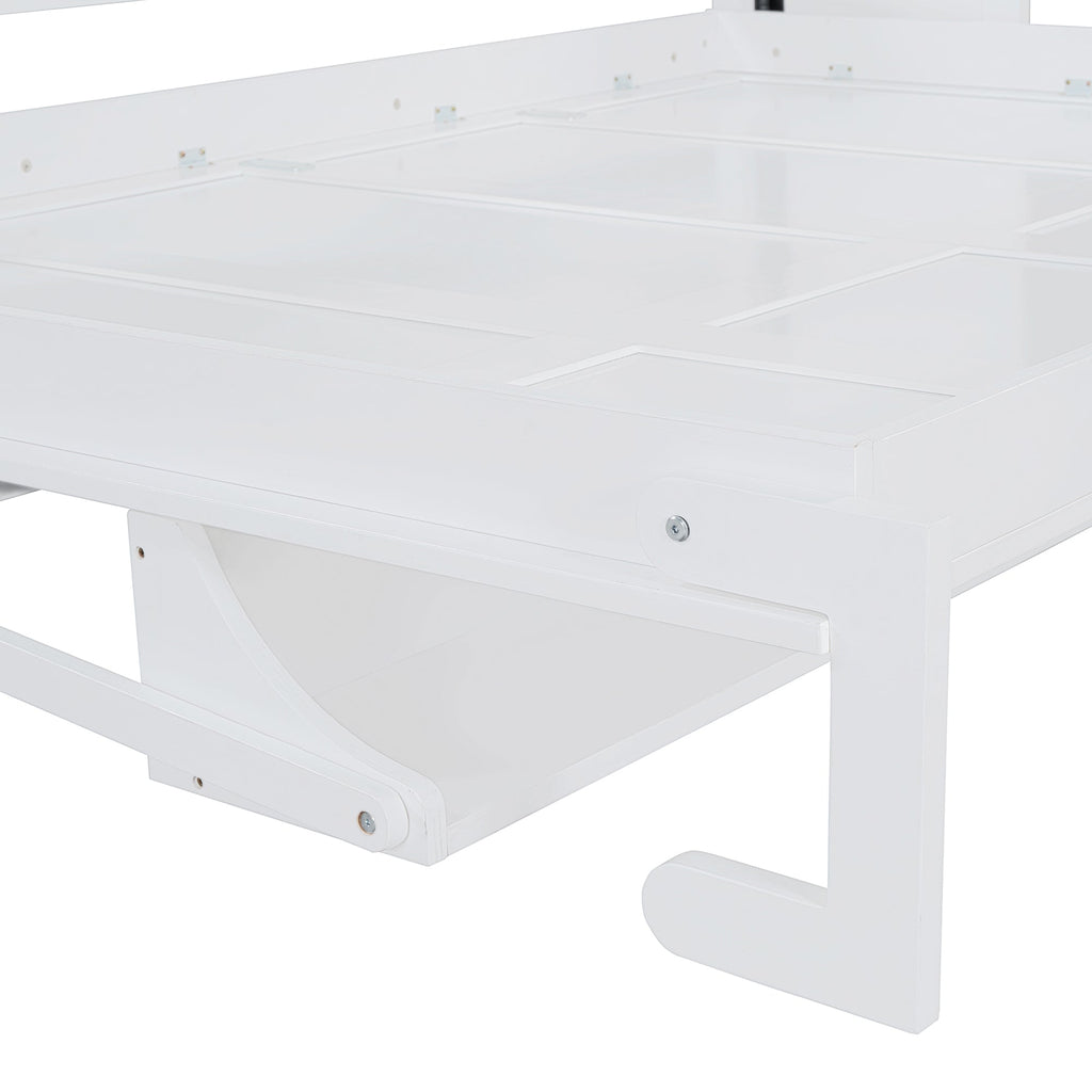 Queen Size Murphy Bed with Hydraulic Lift & Desk Design, White(OLD SKU: N820S00033K)