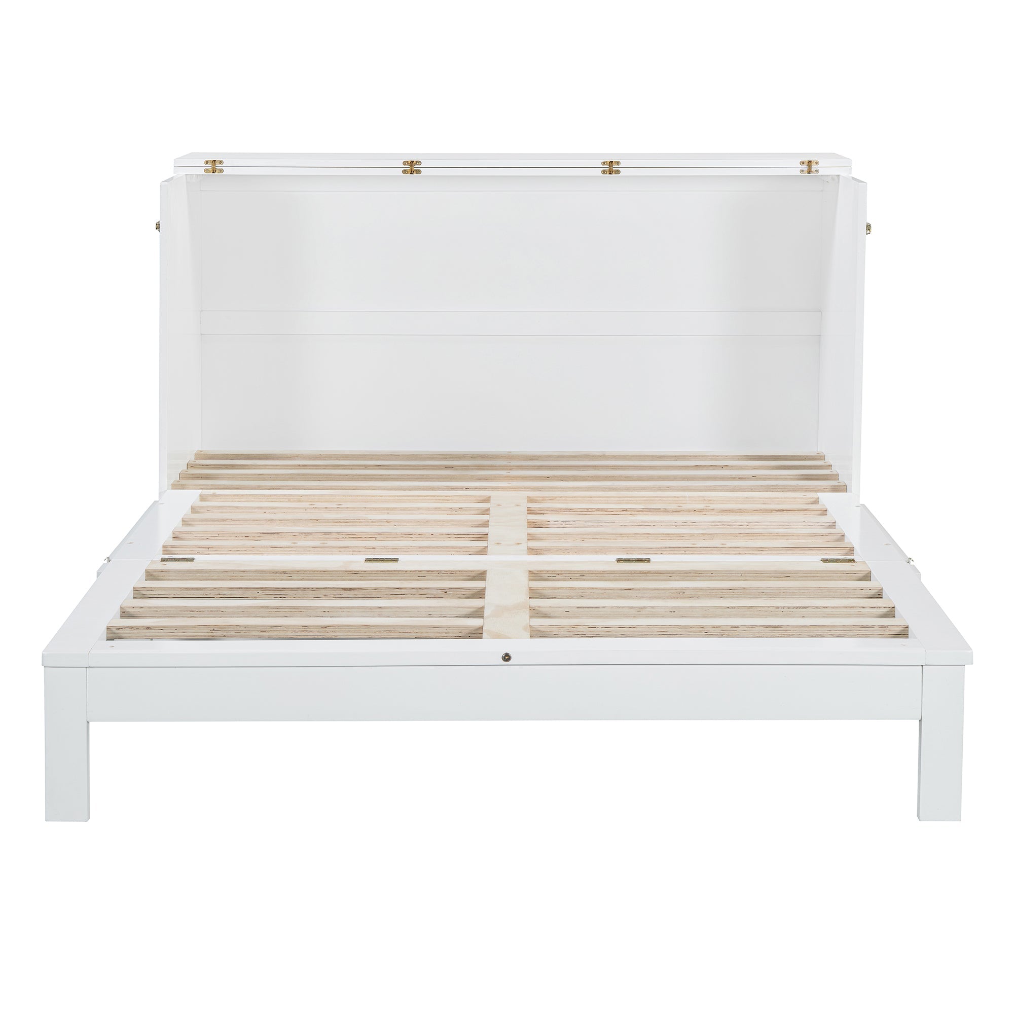 Queen Size Murphy Bed with Large Drawers, White