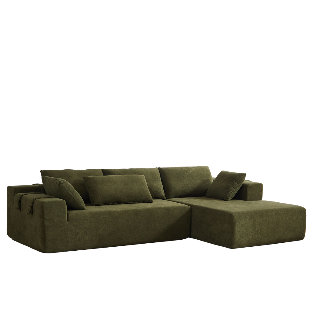 Modern Chenille Upholstered Sectional Sofa Couch Set,Modular 108' L Shaped Sectional Living Room Sofa Set With 6 Pillows,Free Combination Sofa Couch for Living Room,Bedroom(Right Chaise)