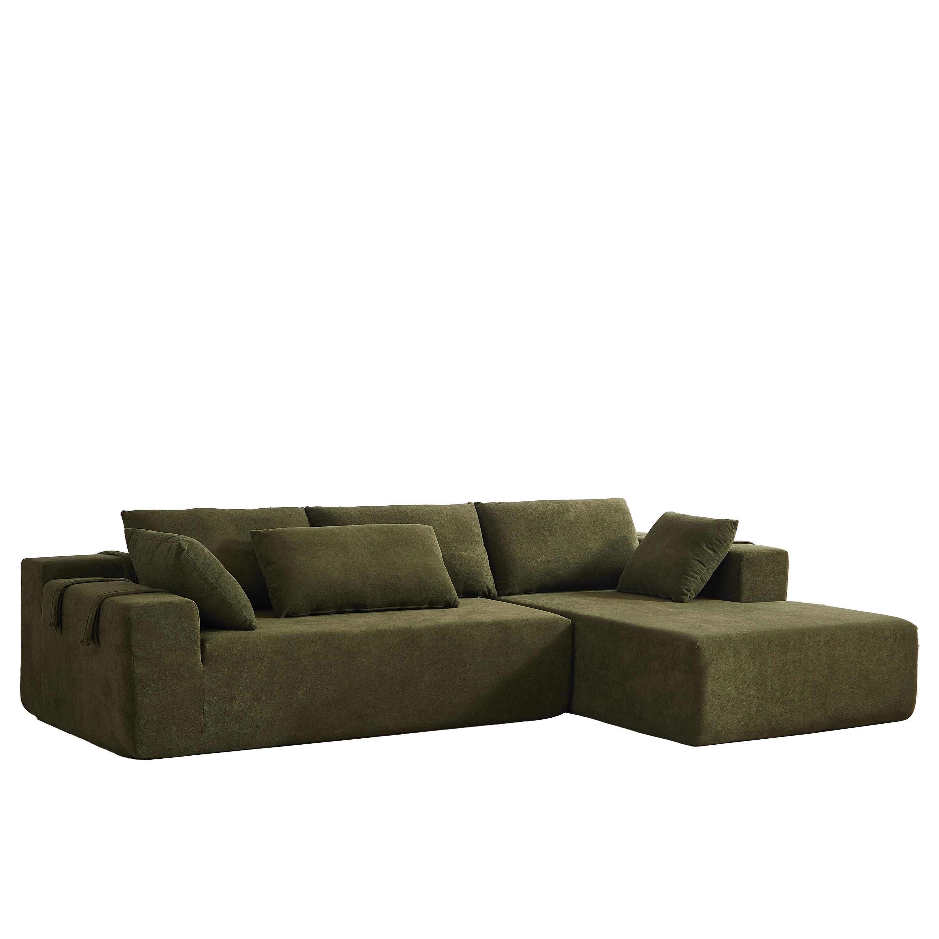 Modern Chenille Upholstered Sectional Sofa Couch Set,Modular 108' L Shaped Sectional Living Room Sofa Set With 6 Pillows,Free Combination Sofa Couch for Living Room,Bedroom(Right Chaise)