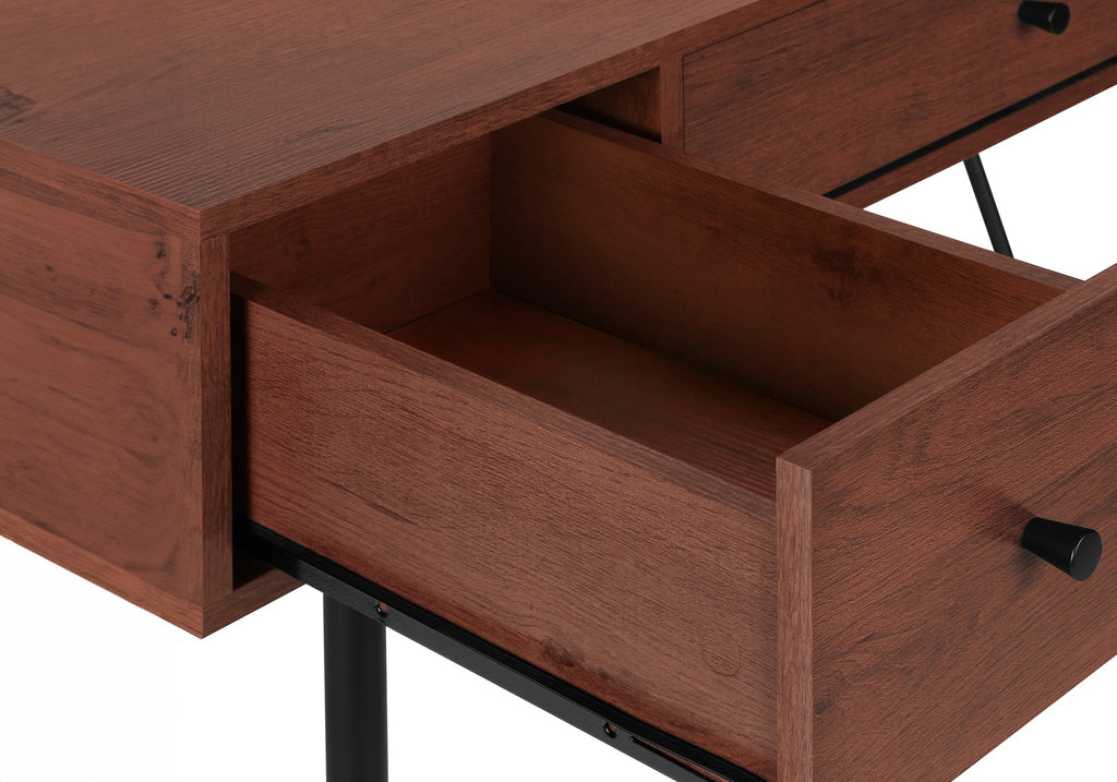 Computer Desk, Home Office, Laptop, Storage Drawers, 48'l, Work, Brown Laminate, Black Metal, Transitional