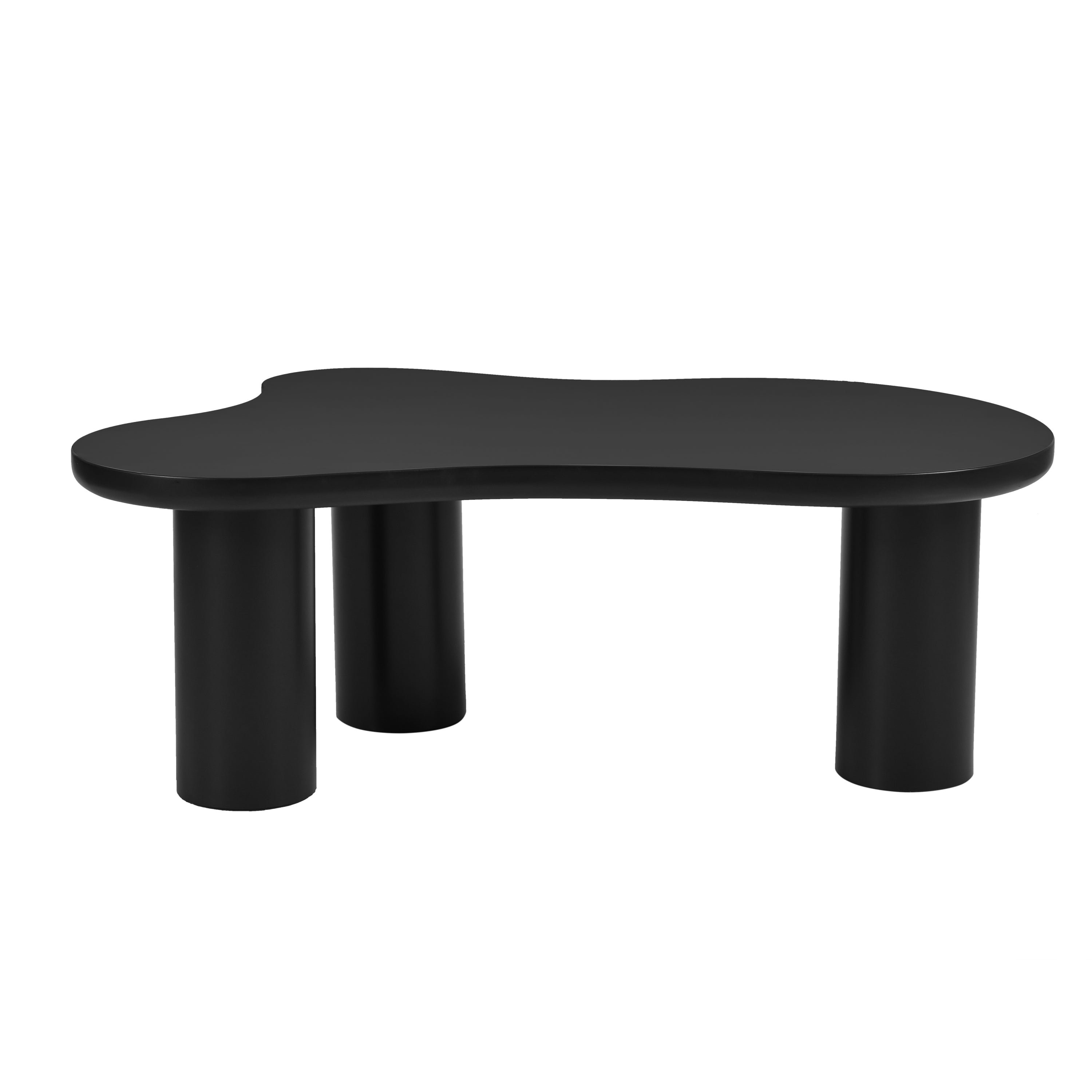 ON-TREND 44'' x 25.9'' Easy Assembly Cloud Coffee Table with 1.5'' Thick Tabletop, Cream Style Irregular End Table with 3 Sturdy Legs, Sleek Center Table with Round Edge for Living Room, Black