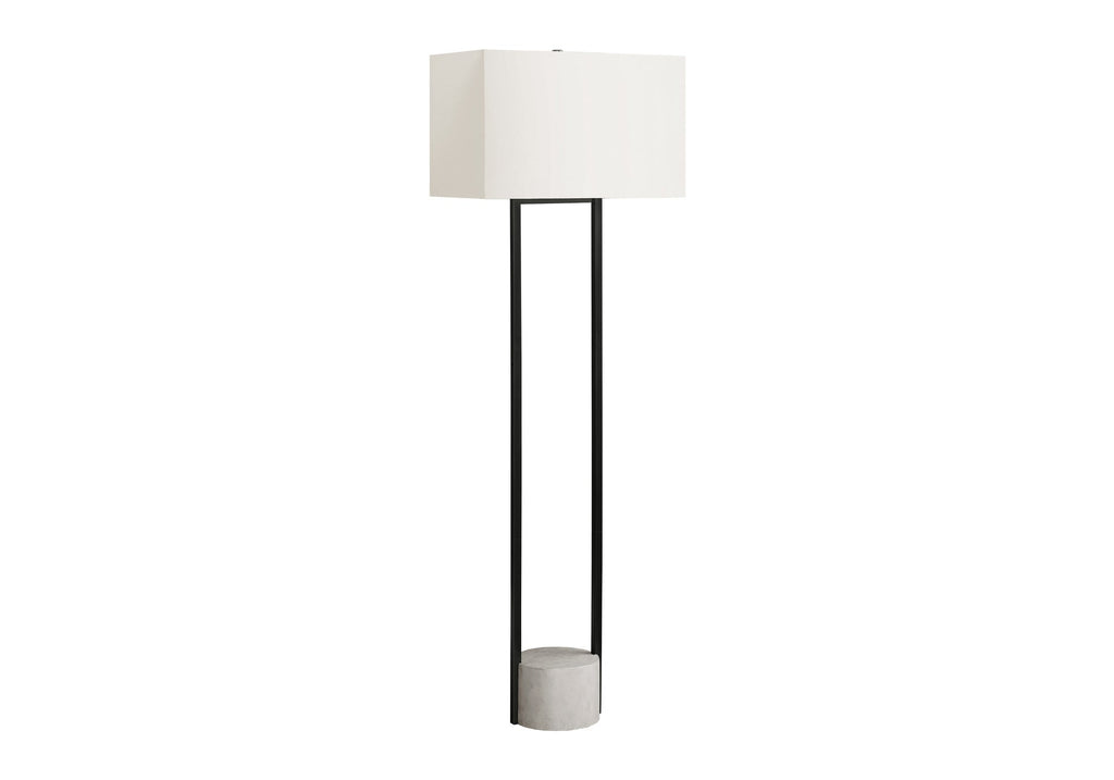 Lighting, 62'h, Floor Lamp, Black Metal, Ivory / Cream Shade, Contemporary