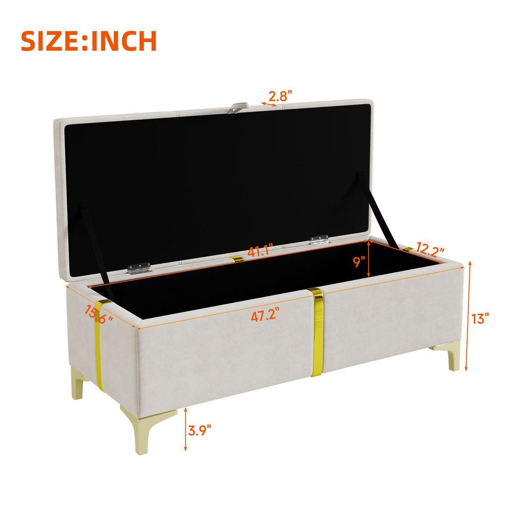 2-Pieces Bedroom Sets,Queen Size Upholstered Platform Bed with Hydraulic Storage System,Storage Ottoman with Metal Legs,Beige(Old SKU:N733S207778A)