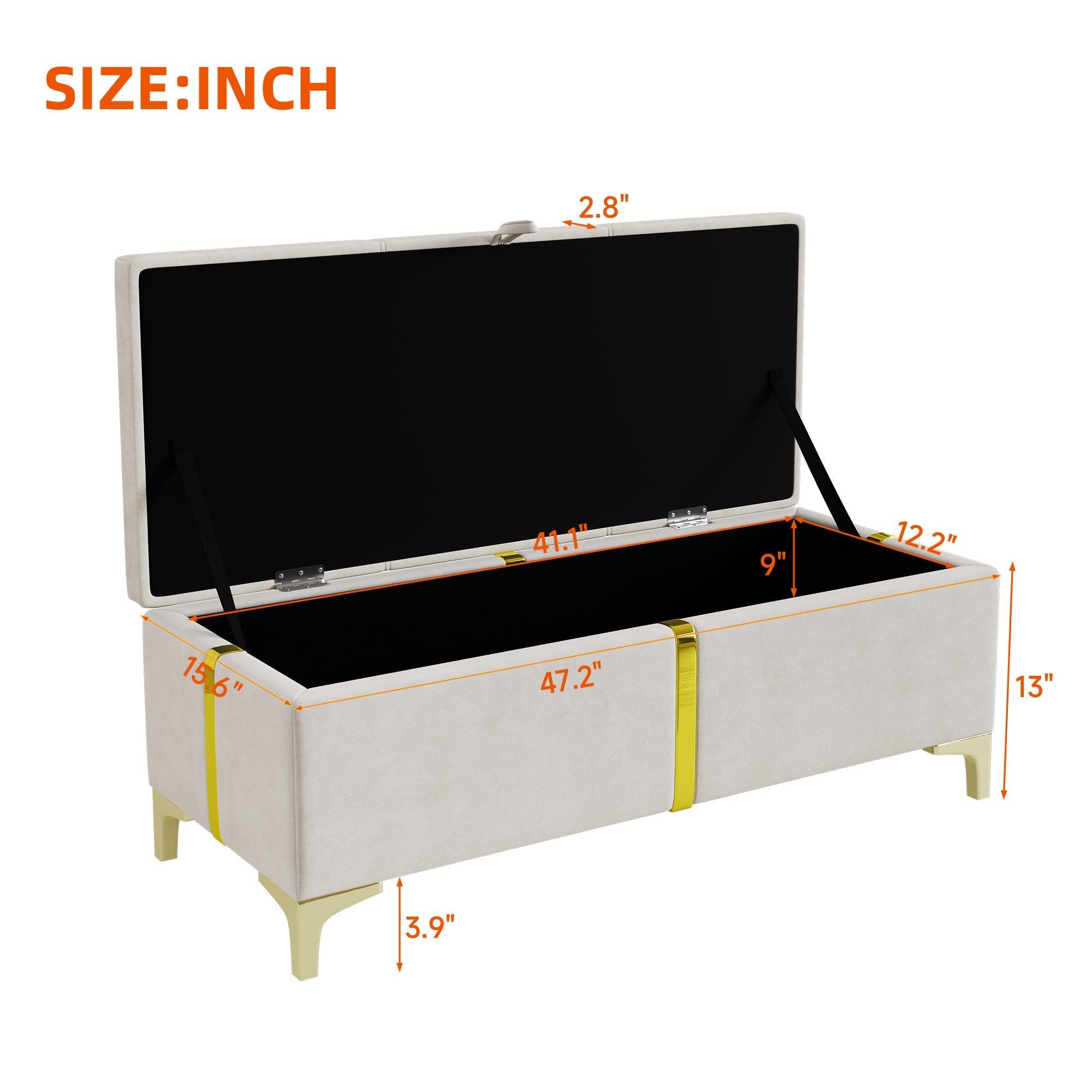 2-Pieces Bedroom Sets,Queen Size Upholstered Platform Bed with Hydraulic Storage System,Storage Ottoman with Metal Legs,Beige(Old SKU:N733S207778A)