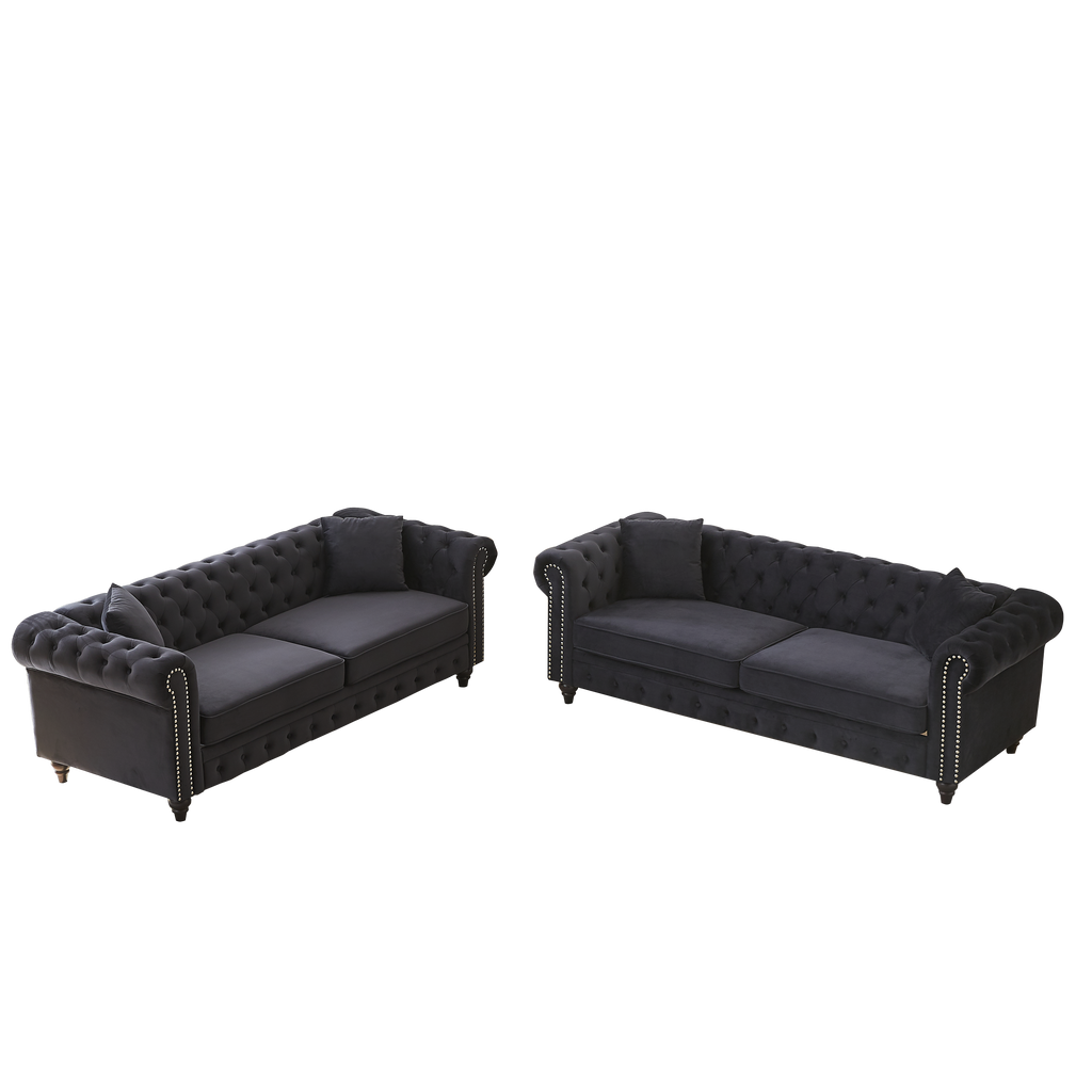 FX 3 Seats + 3 Seats Combo Sofa Modern living room sofa with solid wood frame and wooden feet, 4 cushions, apartment sofa furniture for living room, living room, office