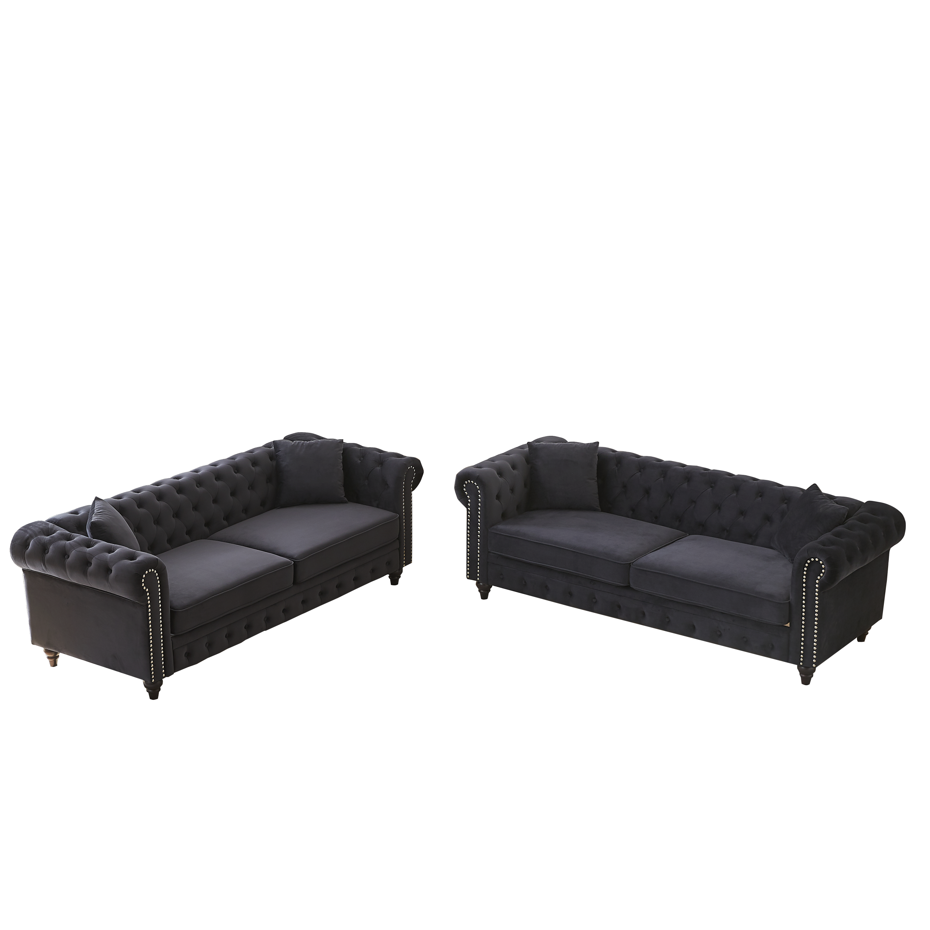 FX 3 Seats + 3 Seats Combo Sofa Modern living room sofa with solid wood frame and wooden feet, 4 cushions, apartment sofa furniture for living room, living room, office